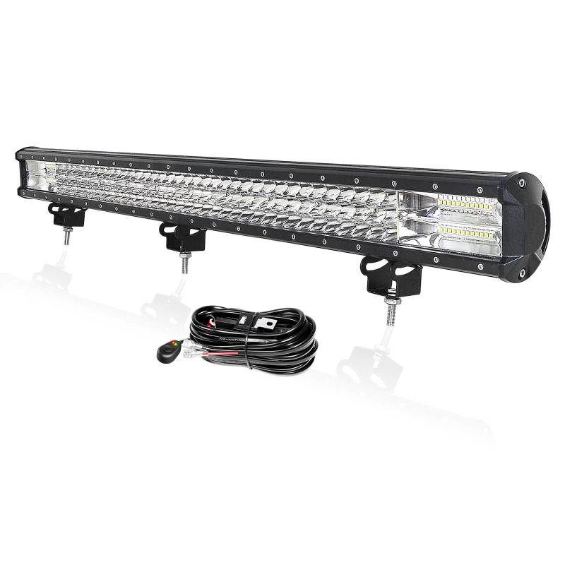 PICAA 468W 34 Zoll LED Lichtleiste Off-Road Spot Flut Kombination Fahren Nebel Auto Lampe mit Drahtkabel wasserdicht 13D Tri-Reihe LED Balken für LKW ATV UTV SUV Boot von PICAA
