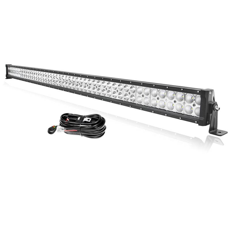 PICAA 52 Zoll 300W Gerade LED Lightbar mit 12V Kabelbaum Kabelsatz, Led Arbeitsscheinwerfer Bar 6000K Weiß, Led Lichtbalken Auto für Offroad LKW 4x4 SUV KFZ ATV Traktor von PICAA