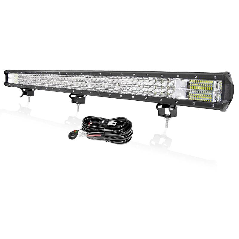 PICAA 39 Zoll 540W 3 Rows LED Lightbar Auto 12V Mit Kabelbaum Kit Led Arbeitsscheinwerfer Lichtbalken Led Zusatzscheinwerfer Wasserdicht Led Bar Offroad LKW 4x4 SUV ATV von PICAA