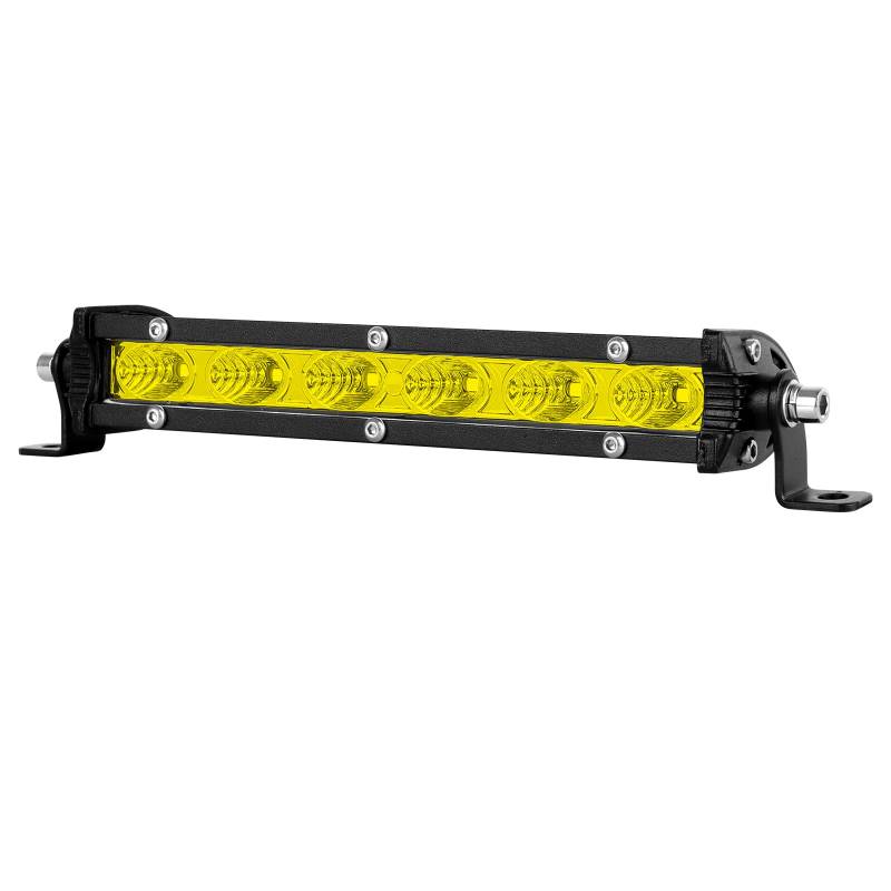 PICAA 7 Zoll 30W Gelb LED Lightbar, Ultra Schlank LED Arbeitsscheinwerfer Flutlicht Lichtbalken 12V 24V Lichtleiste Auto Offroad 4x4 Zusatzscheinwerfer von PICAA