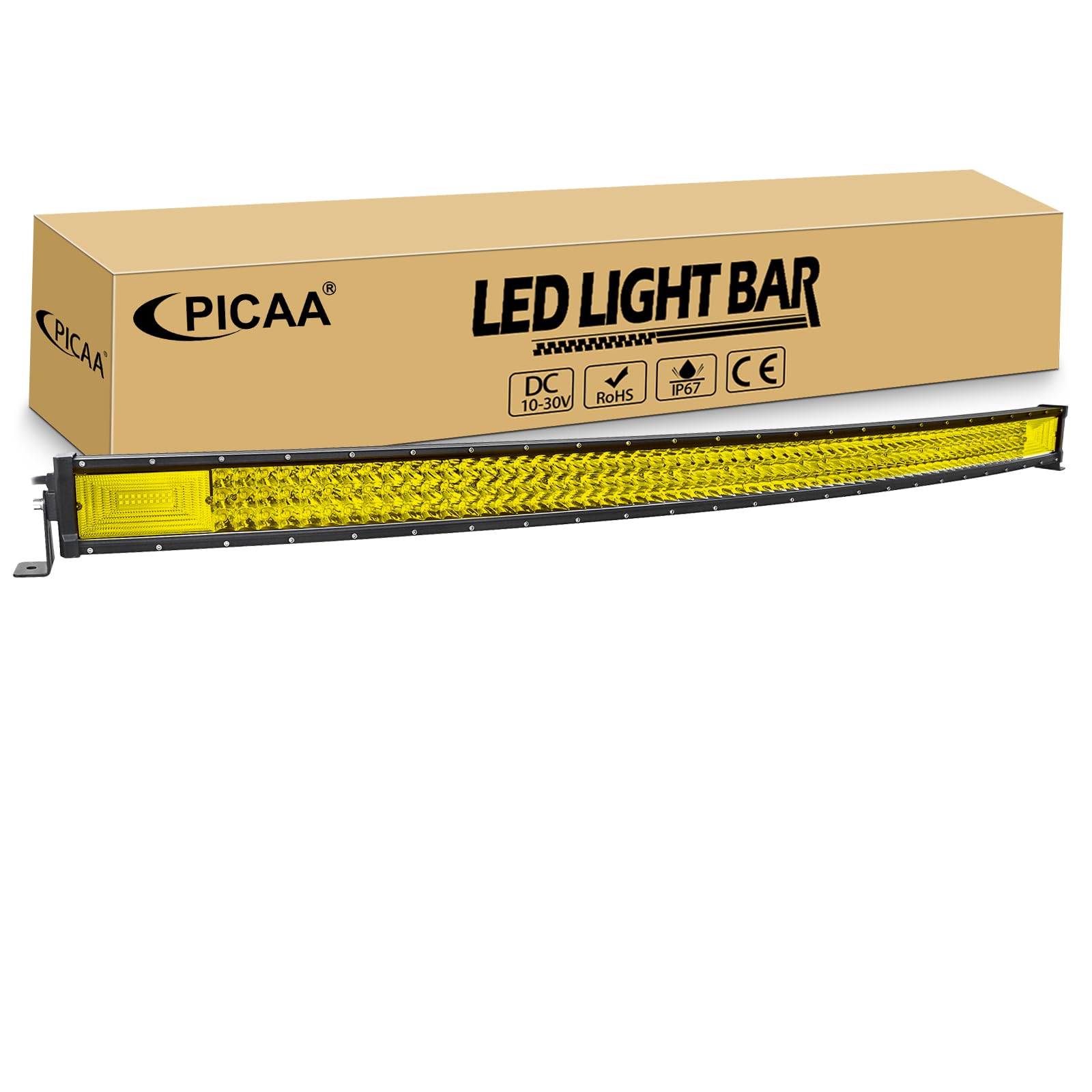 PICAA Gebogen LED Arbeitsscheinwerfer Bar, 50 Zoll 648W Gelb LED Lightbar Offroad, 12V 24V Lichtbalken Auto 4x4 LKW Traktor Zusatzscheinwerfer PICAA Gebogen LED Arbeitsscheinwerfer Bar, 50 Zoll 648W Gelb LED Lightbar Offroad, 12V 24V Lichtbalken Auto 4x4 LKW Traktor Zusatzscheinwerfer von PICAA