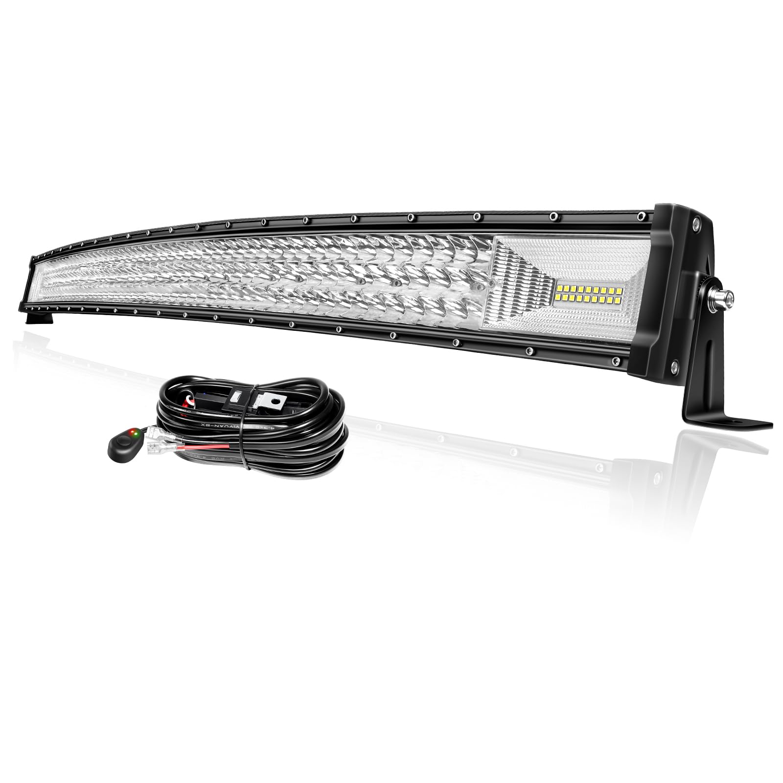 PICAA Gebogene LED Auto Lichtbalken 42 Zoll 540W mit Draht Tri-Reihen 7D Spot Flood Combo Auto Lightbars Arbeitsscheinwerfer Offroad fahrende Nebelscheinwerfer für Auto ATV 4X6 SUV Truck Boat von PICAA