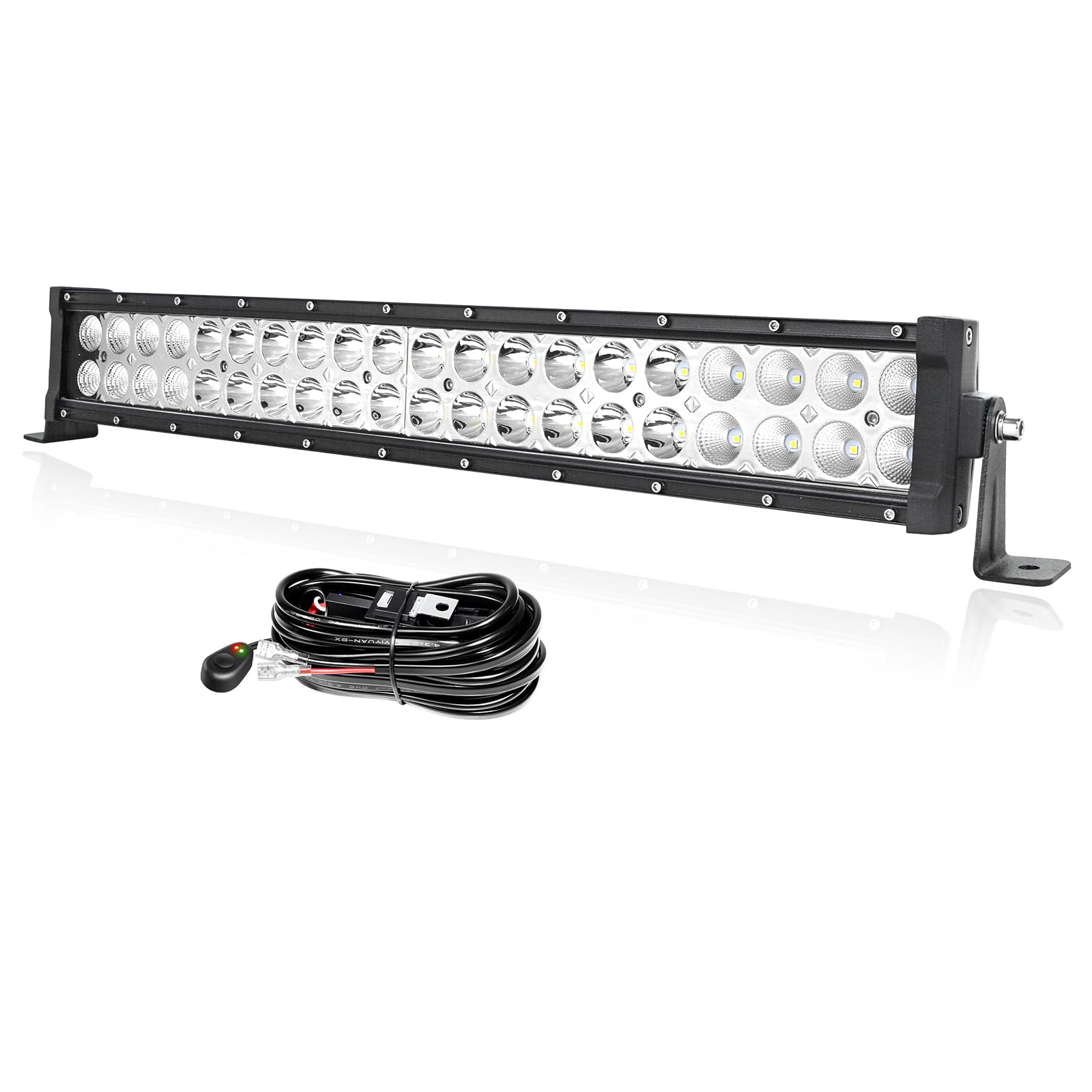 PICAA Gerade 22 Zoll 120W LED Lightbar Auto 12V Mit Kabelbaum Kit Led Lichtbalken Arbeitsscheinwerfer Bar 6000K Weiß Wasserdicht für Offroad LKW 4WD 4x4 SUV KFZ UTE ATV PICAA Gerade 22 Zoll 120W LED Lightbar Auto 12V Mit Kabelbaum Kit Led Lichtbalken Arbeitsscheinwerfer Bar 6000K Weiß Wasserdicht für Offroad LKW 4WD 4x4 SUV KFZ UTE ATV von PICAA