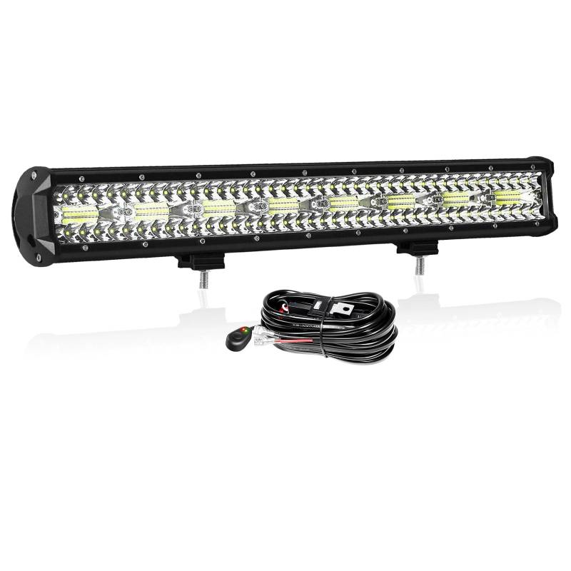 PICAA LED Arbeitsscheinwerfer 23 Zoll 480W LED Lightbar Auto Led Lichtbalken 12V mit Kabelbaum Offroad 4x4 SUV LKW Led Zusatzscheinwerfer von PICAA