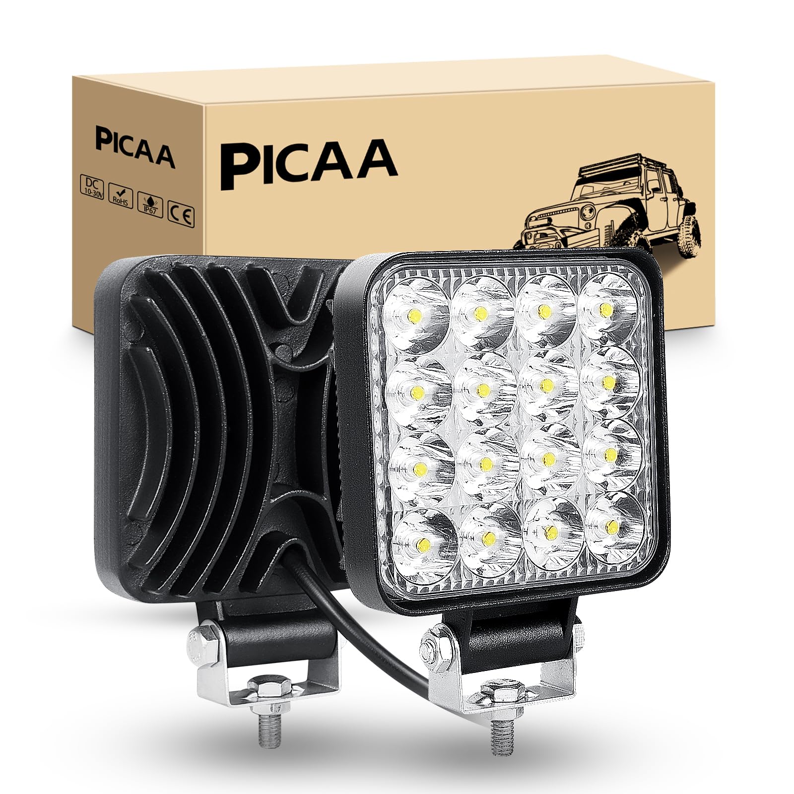 PICAA LED Arbeitsscheinwerfer 2X 3.3 Zoll 48W Arbeitsscheinwerfer Traktor 12V 24V Spotlight Wasserdicht Arbeitslicht led zusatzscheinwerfer für Bagger Traktoren Schlepper ATV Lkw Offroad 4X4 PICAA LED Arbeitsscheinwerfer 2X 3.3 Zoll 48W Arbeitsscheinwerfer Traktor 12V 24V Spotlight Wasserdicht Arbeitslicht led zusatzscheinwerfer für Bagger Traktoren Schlepper ATV Lkw Offroad 4X4 von PICAA
