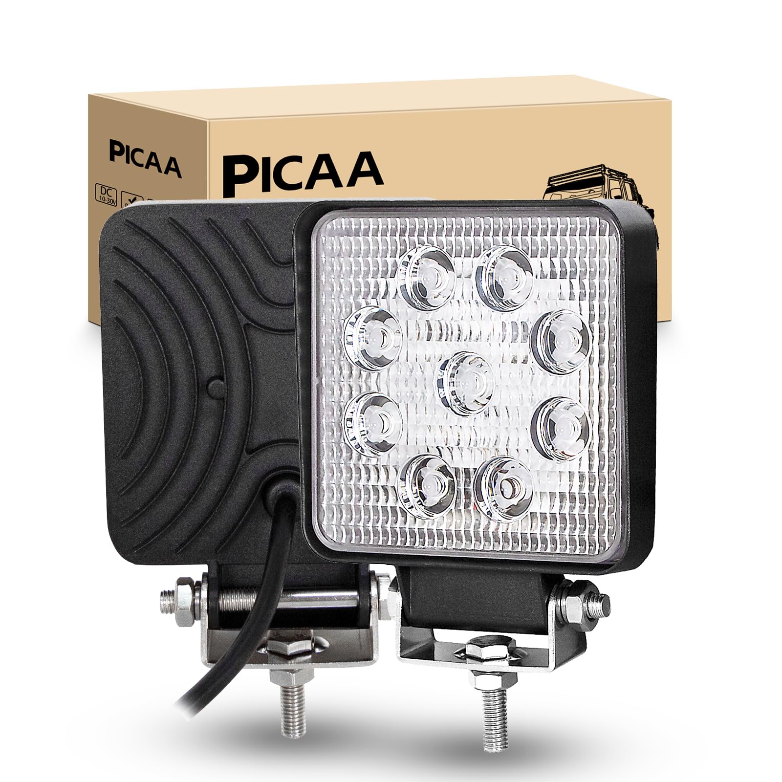 PICAA LED Arbeitsscheinwerfer 2X 4.1 Zoll 27W Arbeitsscheinwerfer Traktor 12V 24V Flutlicht Wasserdicht Arbeitslicht led zusatzscheinwerfer für Bagger Traktoren Schlepper ATV Lkw Offroad 4X4 PICAA LED Arbeitsscheinwerfer 2X 4.1 Zoll 27W Arbeitsscheinwerfer Traktor 12V 24V Flutlicht Wasserdicht Arbeitslicht led zusatzscheinwerfer für Bagger Traktoren Schlepper ATV Lkw Offroad 4X4 von PICAA