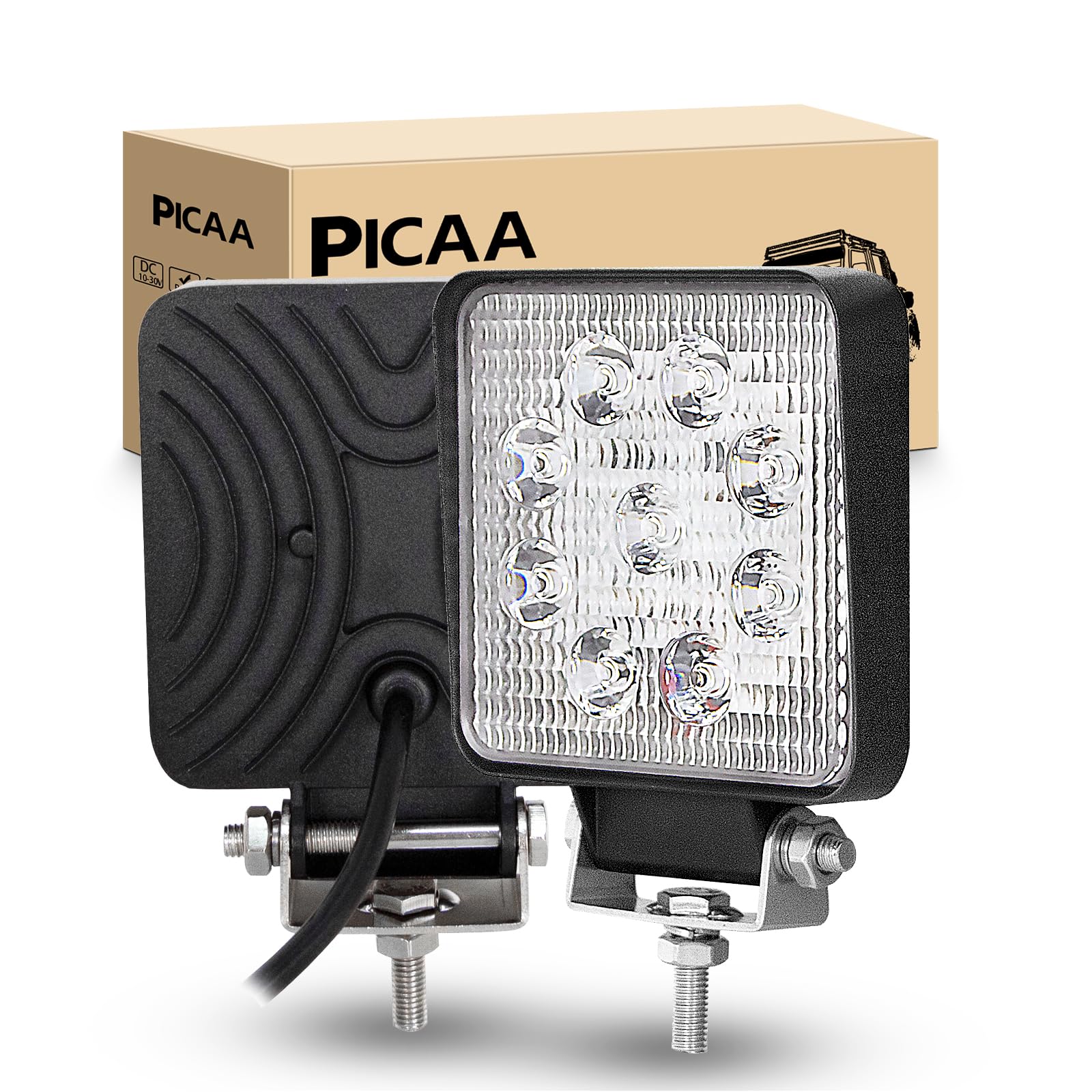 PICAA LED Arbeitsscheinwerfer 2X 4.1 Zoll 27W Arbeitsscheinwerfer Traktor 12V 24V Spotlight Wasserdicht Arbeitslicht led zusatzscheinwerfer für Bagger Traktoren Schlepper ATV Lkw Offroad 4X4 von PICAA