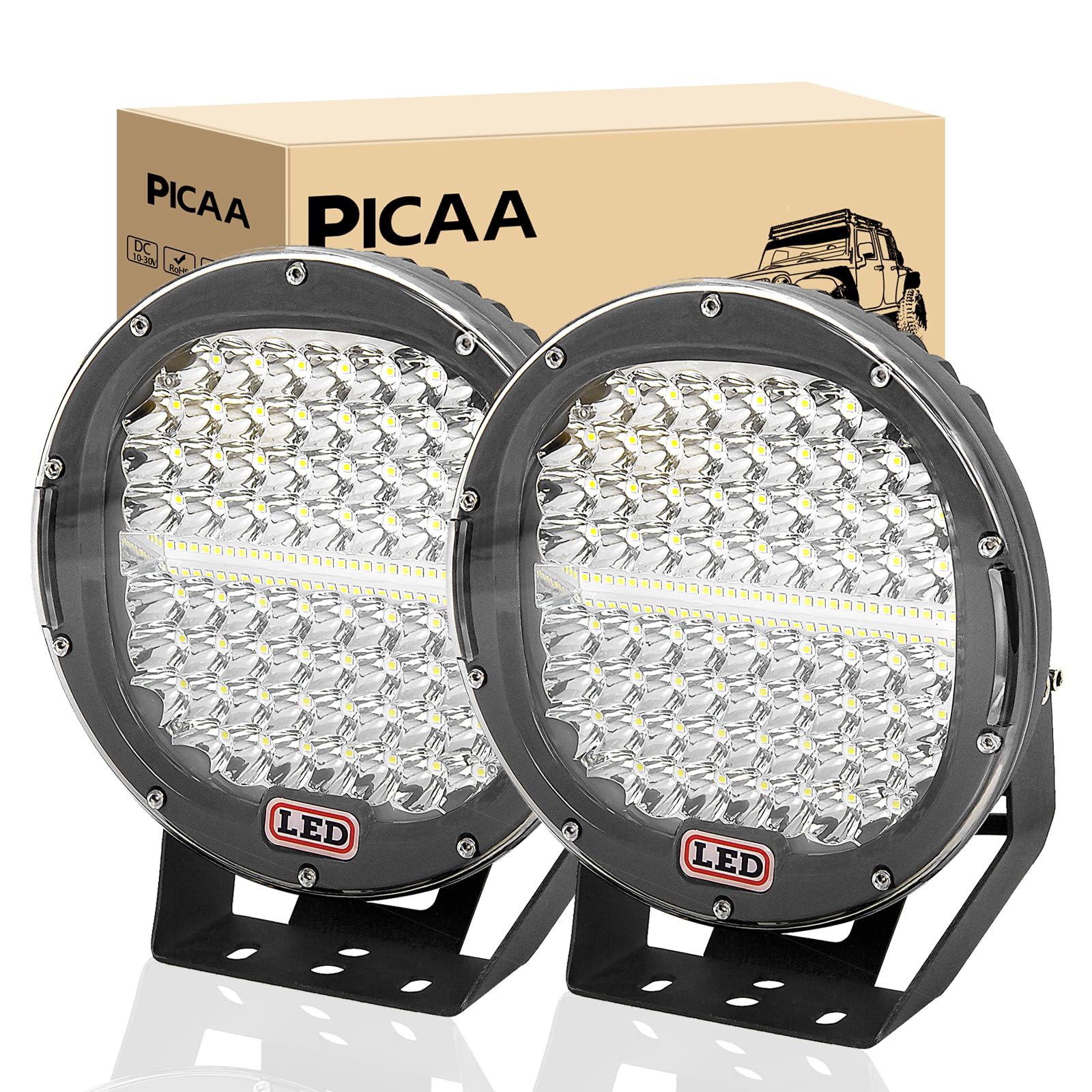 PICAA LED Arbeitsscheinwerfer 2X 9 Zoll 294W Schwarz Spot Scheinwerfer LED Scheinwerfer Nebelscheinwerfer LED Scheinwerfer Offroad Bar 12V 24V für Offroad Motorrad 4WD SUV ATV UTV Truck PICAA LED Arbeitsscheinwerfer 2X 9 Zoll 294W Schwarz Spot Scheinwerfer LED Scheinwerfer Nebelscheinwerfer LED Scheinwerfer Offroad Bar 12V 24V für Offroad Motorrad 4WD SUV ATV UTV Truck von PICAA