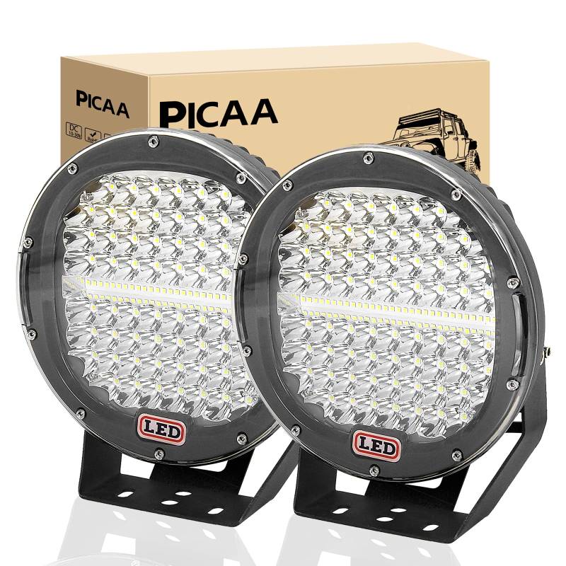 PICAA LED Arbeitsscheinwerfer 2X 9 Zoll 294W Schwarz Spot Scheinwerfer LED Scheinwerfer Nebelscheinwerfer LED Scheinwerfer Offroad Bar 12V 24V für Offroad Motorrad 4WD SUV ATV UTV Truck von PICAA