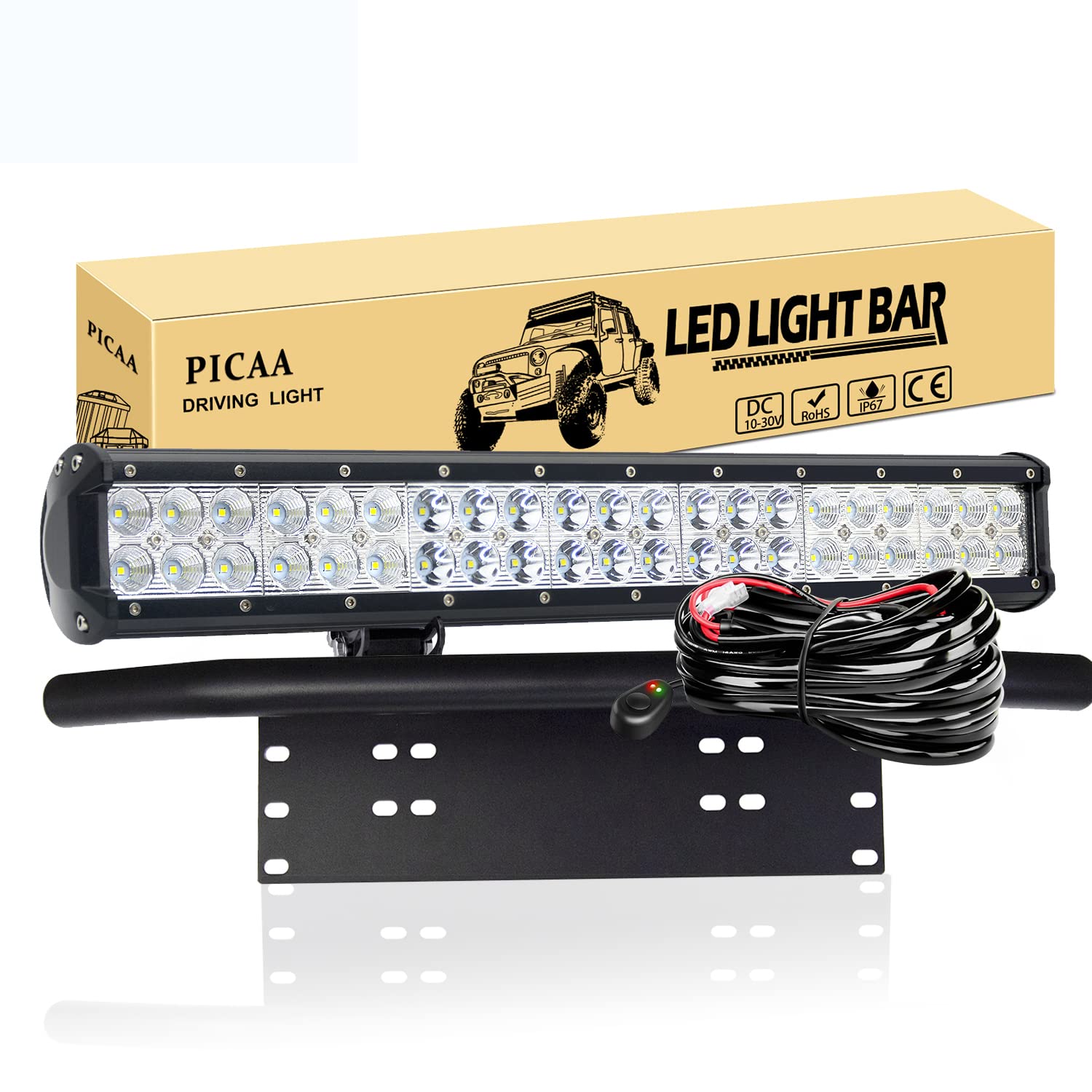 PICAA LED Lichtleiste Led Arbeitsscheinwerfer 20 Zoll 126W Led Lichtbalken 12V Led Zusatzscheinwerfer Bar LED Arbeit Licht Bar Mit Kennzeichenhalter Mit Kabelbaum für SUV Offroad ATV UTV 4x4 Auto PICAA LED Lichtleiste Led Arbeitsscheinwerfer 20 Zoll 126W Led Lichtbalken 12V Led Zusatzscheinwerfer Bar LED Arbeit Licht Bar Mit Kennzeichenhalter Mit Kabelbaum für SUV Offroad ATV UTV 4x4 Auto von PICAA