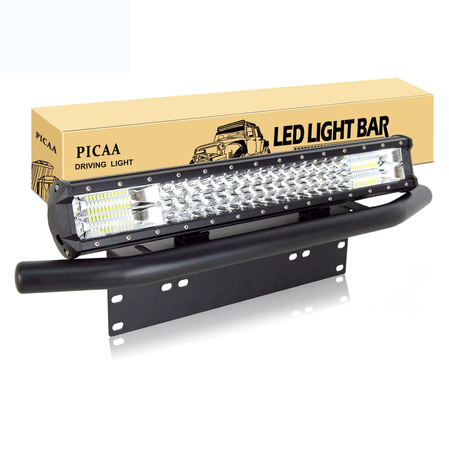 PICAA LED Lichtleiste Led Arbeitsscheinwerfer 7D 20 Zoll 288W Led Lichtbalken 12V Led Zusatzscheinwerfer Bar LED Arbeit Licht Bar Mit Kennzeichenhalter für SUV Offroad ATV UTV Traktor 4x4 Auto PICAA LED Lichtleiste Led Arbeitsscheinwerfer 7D 20 Zoll 288W Led Lichtbalken 12V Led Zusatzscheinwerfer Bar LED Arbeit Licht Bar Mit Kennzeichenhalter für SUV Offroad ATV UTV Traktor 4x4 Auto von PICAA