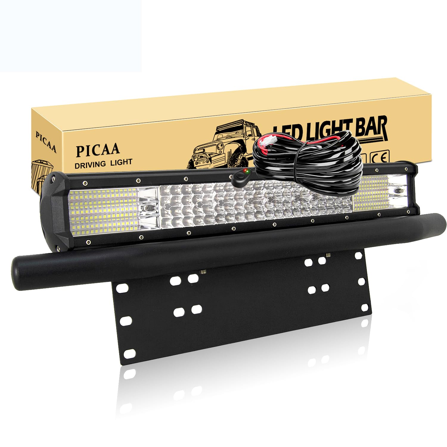 PICAA LED Lichtleiste Led Arbeitsscheinwerfer 9D 20 Zoll 510W Led Lichtbalken 12V Led Zusatzscheinwerfer Bar LED Arbeit Licht Bar Mit Kennzeichenhalter Mit Kabelbaum für SUV Offroad ATV UTV 4x4 Auto PICAA LED Lichtleiste Led Arbeitsscheinwerfer 9D 20 Zoll 510W Led Lichtbalken 12V Led Zusatzscheinwerfer Bar LED Arbeit Licht Bar Mit Kennzeichenhalter Mit Kabelbaum für SUV Offroad ATV UTV 4x4 Auto von PICAA