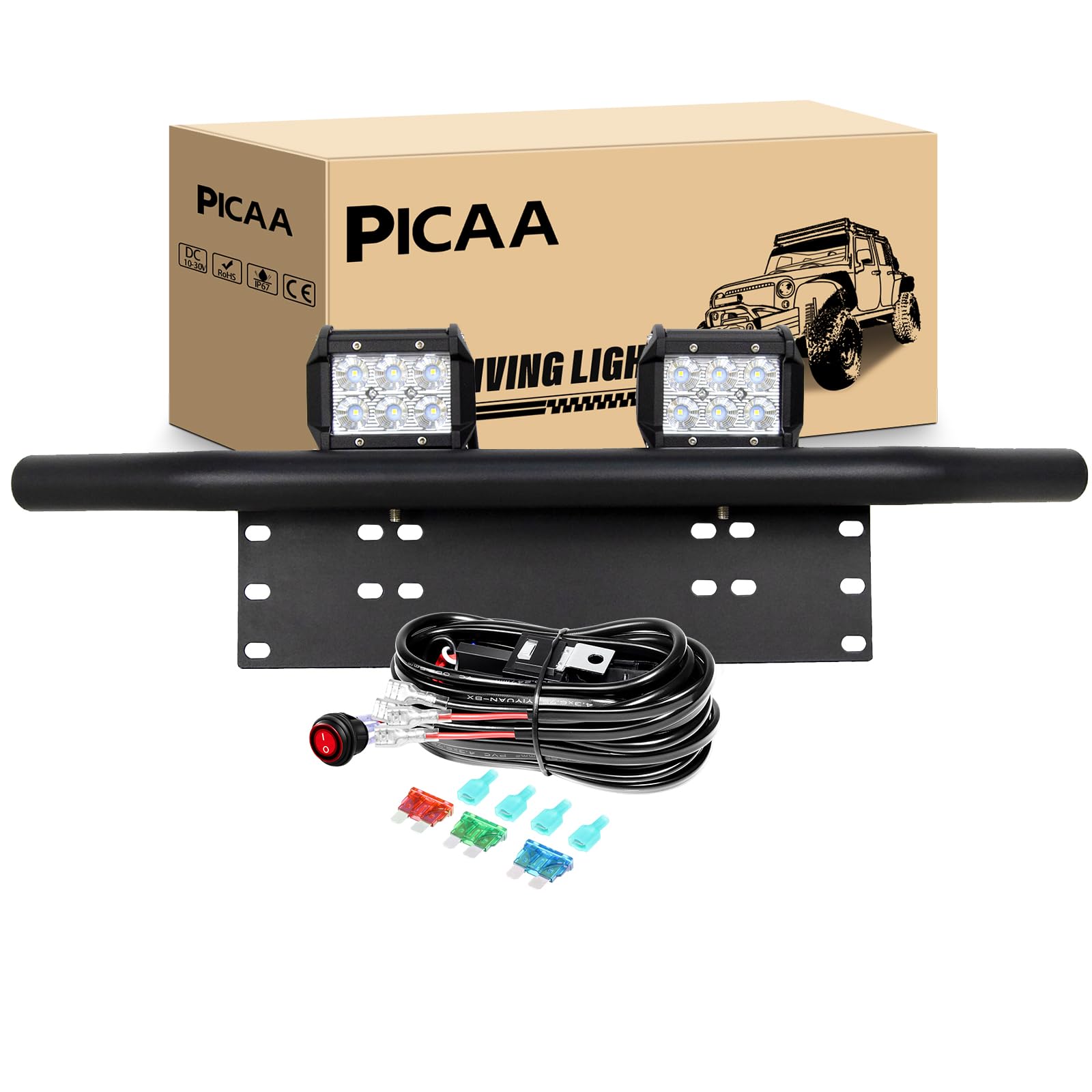 PICAA Led Arbeitsscheinwerfer, 2X4 Zoll 18W Flood Led arbeitslicht, Offroad Led Lichtbalken mit Kennzeichenhalter,6000K Led Zusatzscheinwerfer,8DLED Arbeit Licht für SUV Offroad ATV UTV Traktor 4x4 PICAA Led Arbeitsscheinwerfer, 2X4 Zoll 18W Flood Led arbeitslicht, Offroad Led Lichtbalken mit Kennzeichenhalter,6000K Led Zusatzscheinwerfer,8DLED Arbeit Licht für SUV Offroad ATV UTV Traktor 4x4 von PICAA