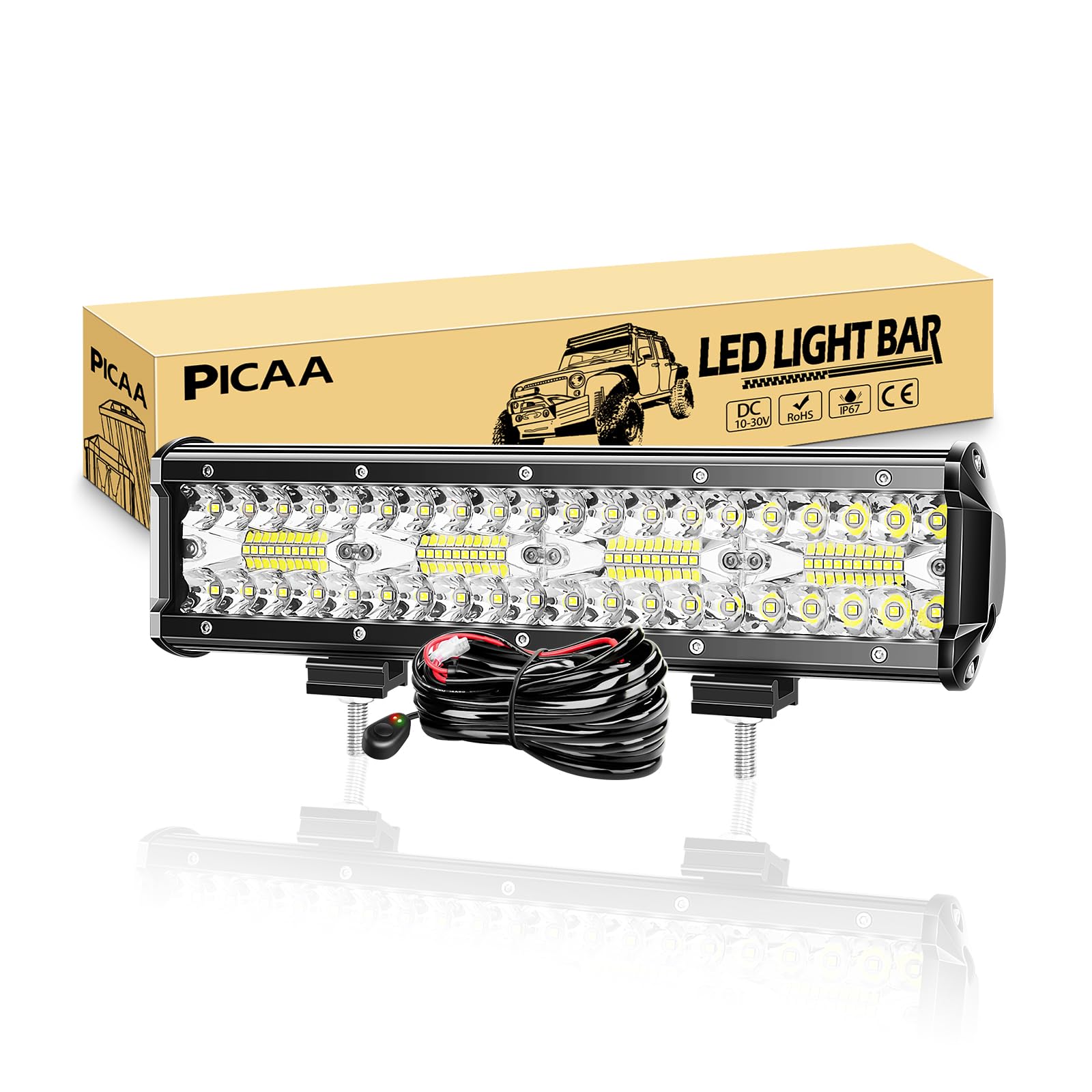 PICAA Led Arbeitsscheinwerfer 12 Zoll 30.4CM 240W Led Lichtbalken 12V Mit Kabelbaum Led Zusatzscheinwerfer Bar Spot Flutlicht Kombination LED Arbeit Licht Bar für SUV Offroad ATV UTV Traktor 4x4 Auto PICAA Led Arbeitsscheinwerfer 12 Zoll 30.4CM 240W Led Lichtbalken 12V Mit Kabelbaum Led Zusatzscheinwerfer Bar Spot Flutlicht Kombination LED Arbeit Licht Bar für SUV Offroad ATV UTV Traktor 4x4 Auto von PICAA
