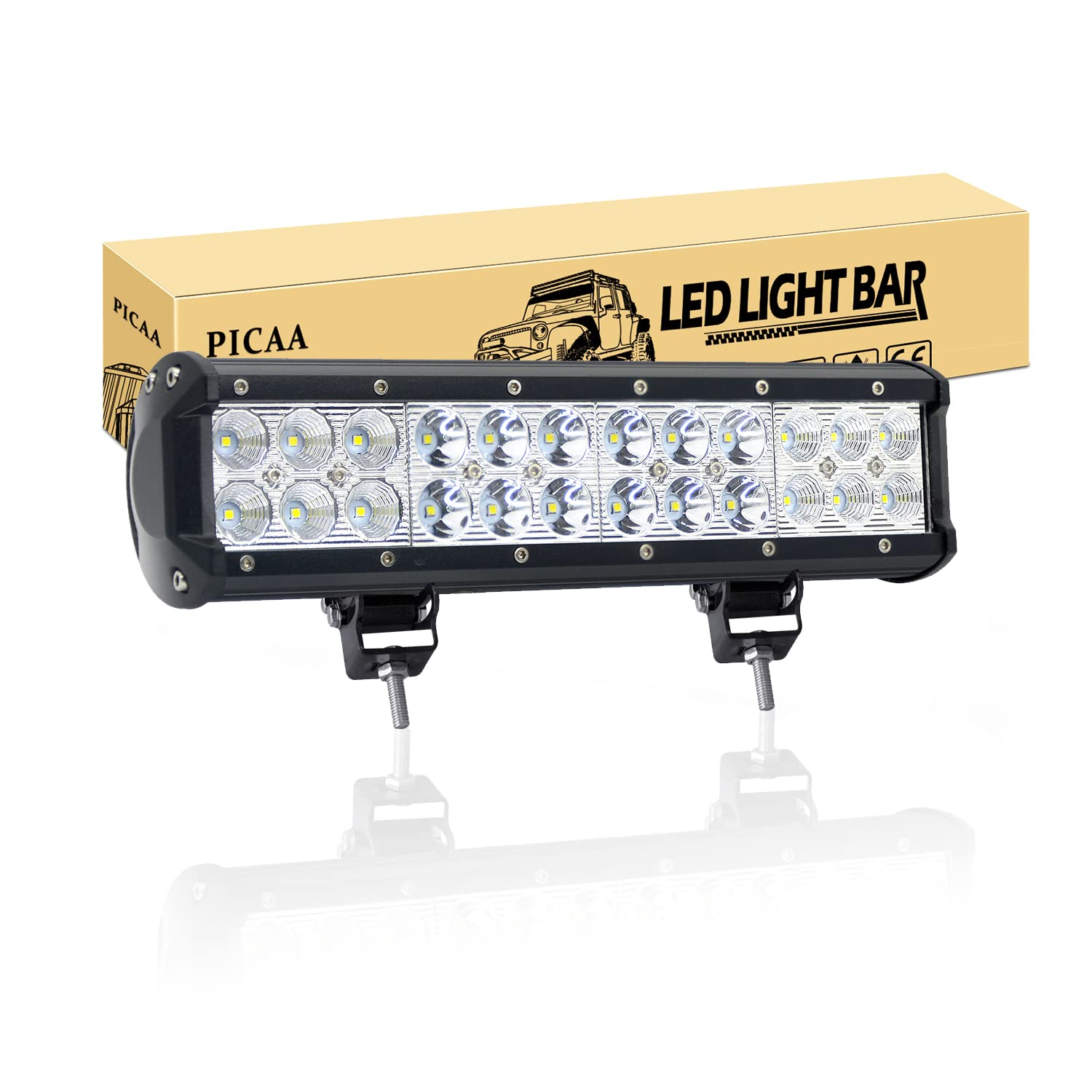 PICAA Led Arbeitsscheinwerfer 12 Zoll 30.5CM 72W Zweireihiges Led Lichtbalken 12V Led Zusatzscheinwerfer Bar Spot Flutlicht Kombination LED Arbeit Licht Bar für SUV Offroad ATV UTV Traktor 4x4 Auto von PICAA