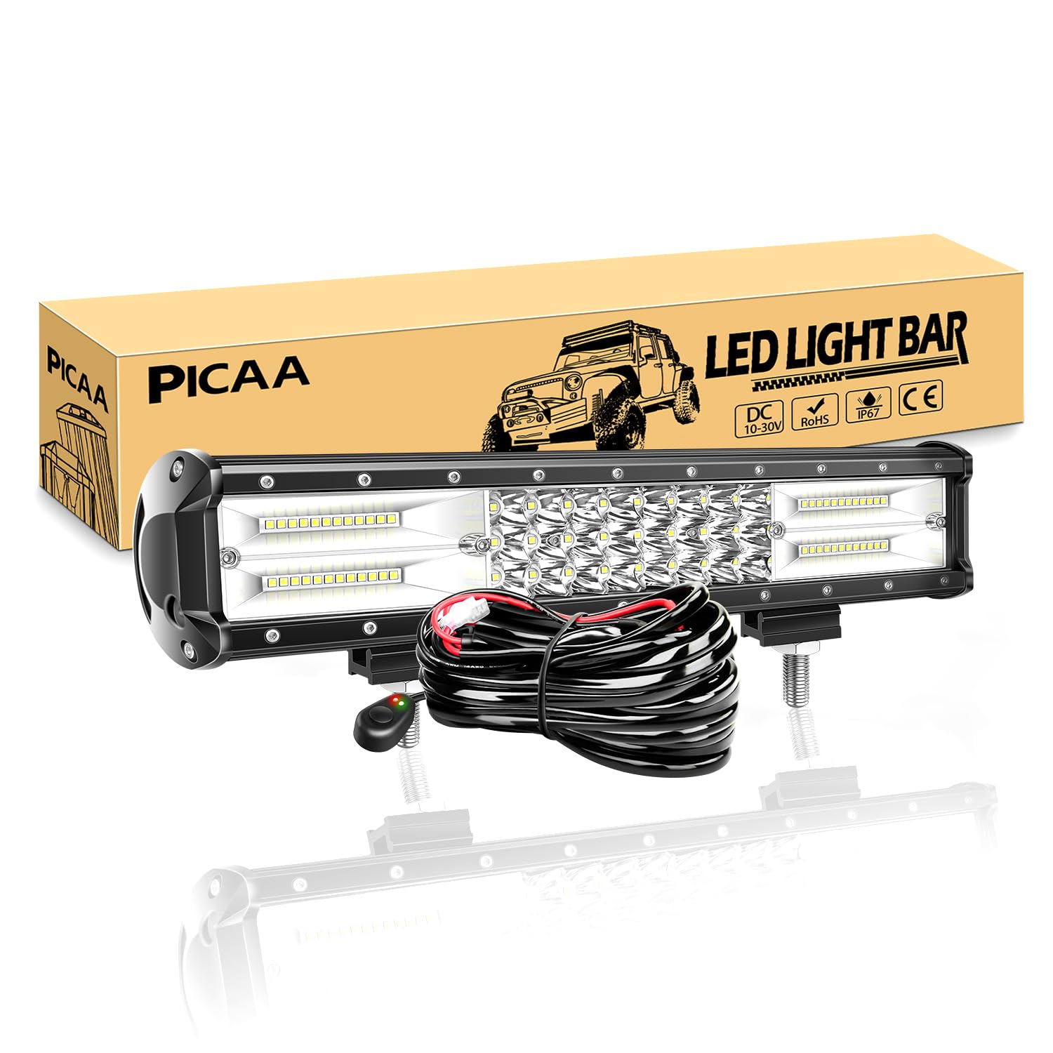 PICAA Led Arbeitsscheinwerfer 15 Zoll 38CM 216W Led Lichtbalken 12V Mit Kabelbaum Led Zusatzscheinwerfer Bar Spot Flutlicht Kombination LED Arbeit Licht Bar für SUV Offroad ATV UTV Traktor 4x4 Auto PICAA Led Arbeitsscheinwerfer 15 Zoll 38CM 216W Led Lichtbalken 12V Mit Kabelbaum Led Zusatzscheinwerfer Bar Spot Flutlicht Kombination LED Arbeit Licht Bar für SUV Offroad ATV UTV Traktor 4x4 Auto von PICAA