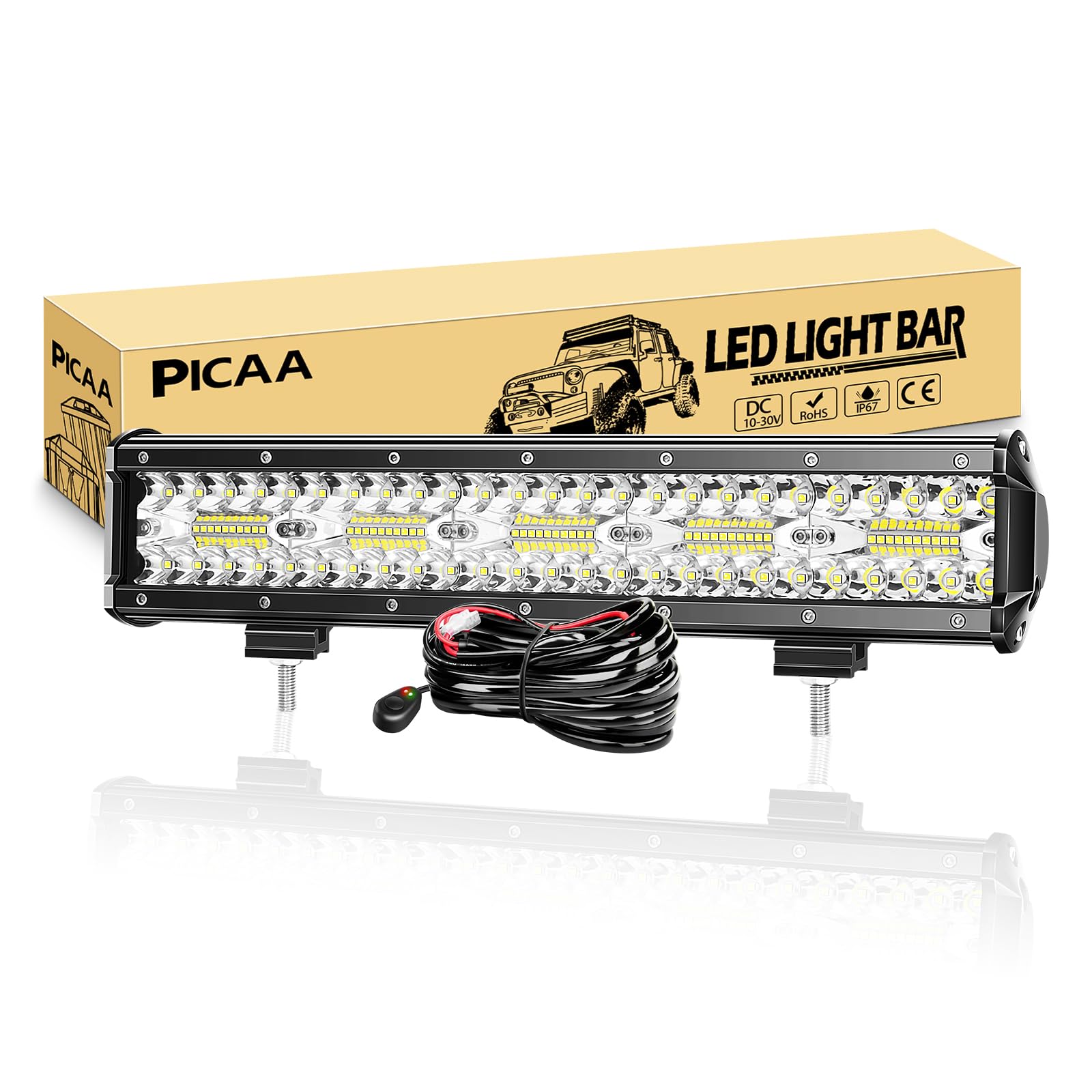 PICAA LED Arbeitsscheinwerfer 15 Zoll 38CM 300W Lichtbalken 12V Mit Kabelbaum Zusatzscheinwerfer Bar Spot Flutlicht Kombination Arbeit Licht für SUV Offroad ATV UTV Traktor 4x4 Auto PICAA LED Arbeitsscheinwerfer 15 Zoll 38CM 300W Lichtbalken 12V Mit Kabelbaum Zusatzscheinwerfer Bar Spot Flutlicht Kombination Arbeit Licht für SUV Offroad ATV UTV Traktor 4x4 Auto von PICAA