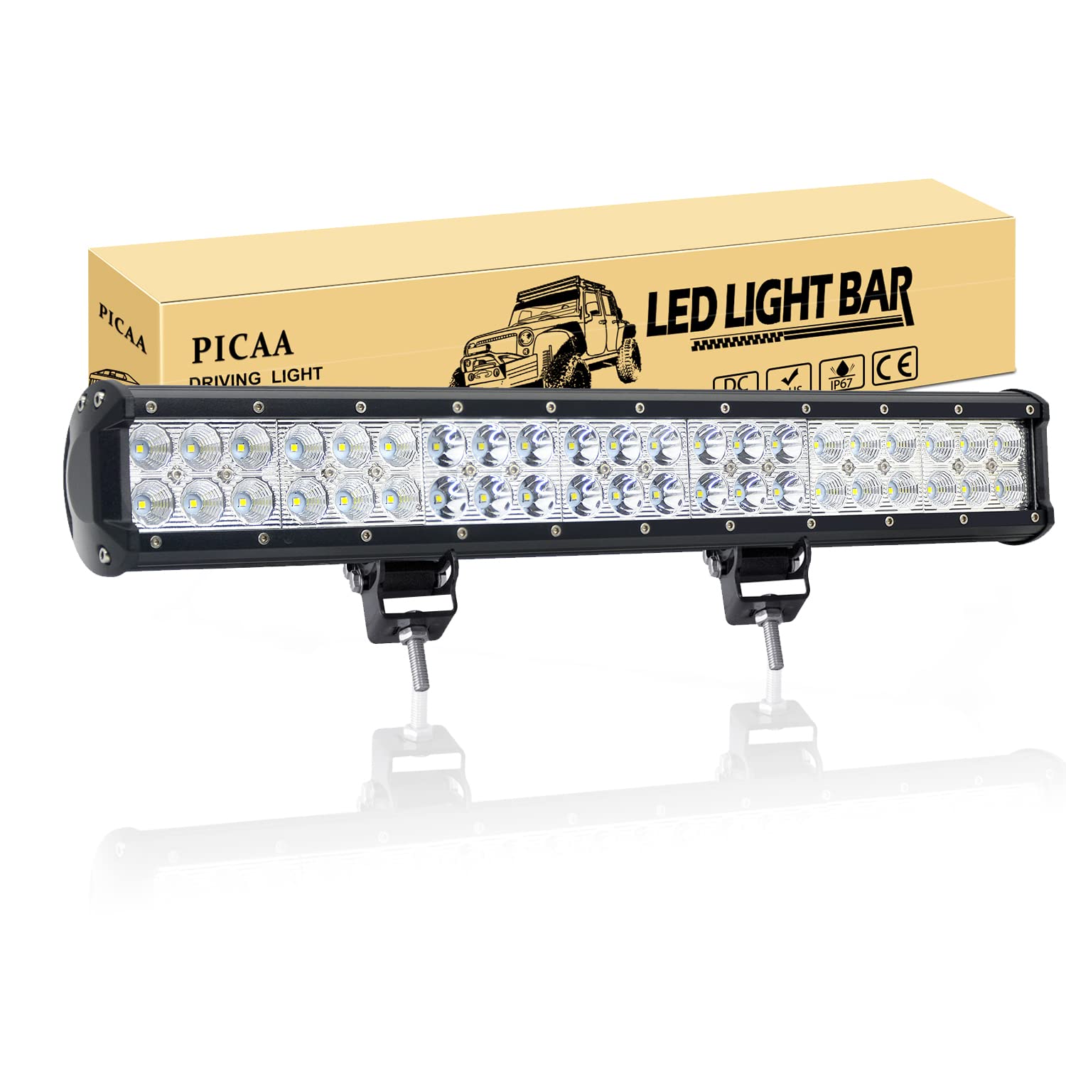 PICAA Led Arbeitsscheinwerfer 20 Zoll 51CM 126W Zweireihiges Led Lichtbalken 12V Led Zusatzscheinwerfer Bar Spot Flutlicht Kombination LED Arbeit Licht Bar für SUV Offroad ATV UTV Traktor 4x4 Auto von PICAA