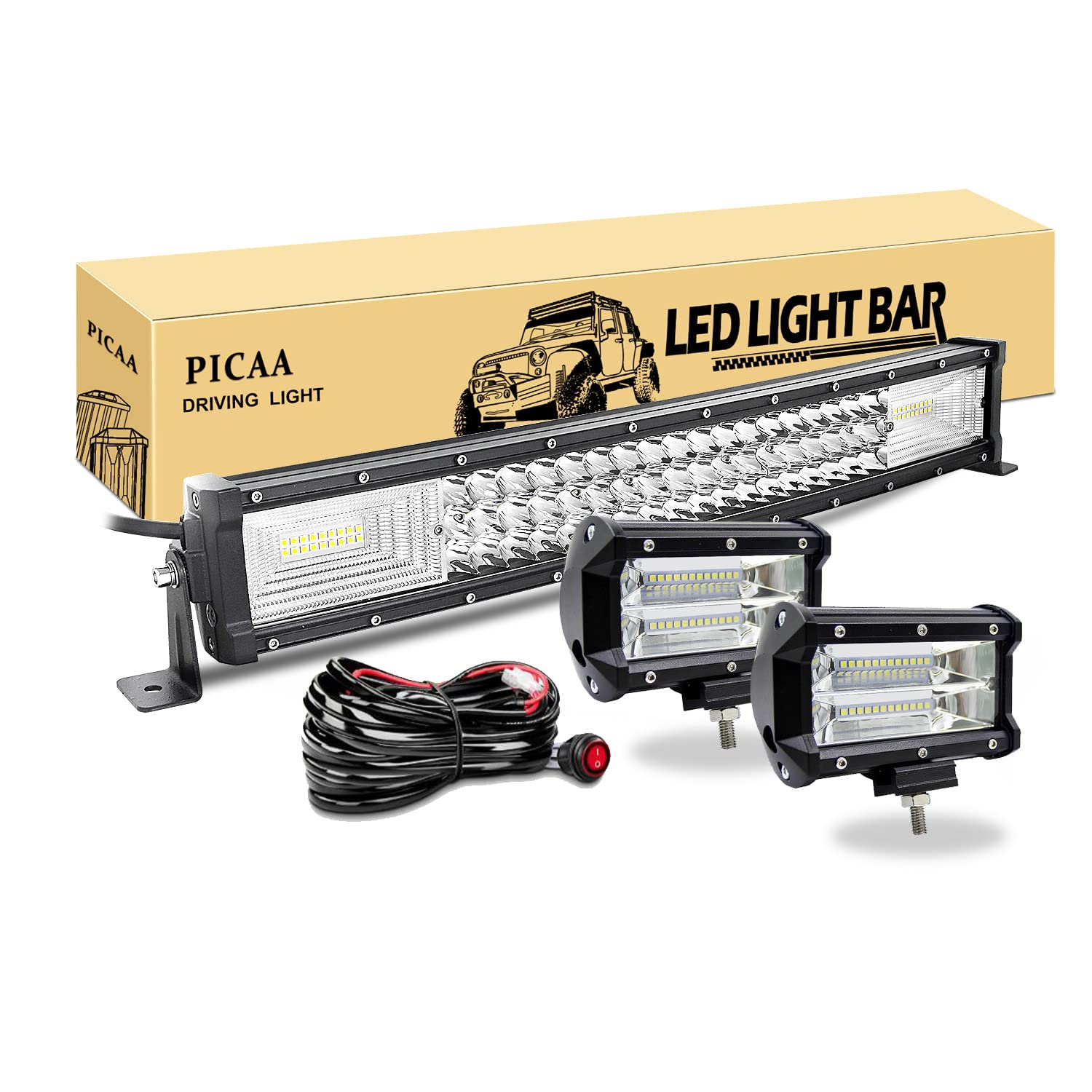 PICAA Led Arbeitsscheinwerfer 22 Zoll 53CM 270W 7D Led Lichtbalken DREI Reihen 12V Gewolbt Led Zusatzscheinwerfer Bar Mit 2PCS 5 Zoll 72W LED Arbeitslicht für SUV Offroad ATV UTV Traktor 4x4 Auto PICAA Led Arbeitsscheinwerfer 22 Zoll 53CM 270W 7D Led Lichtbalken DREI Reihen 12V Gewolbt Led Zusatzscheinwerfer Bar Mit 2PCS 5 Zoll 72W LED Arbeitslicht für SUV Offroad ATV UTV Traktor 4x4 Auto von PICAA