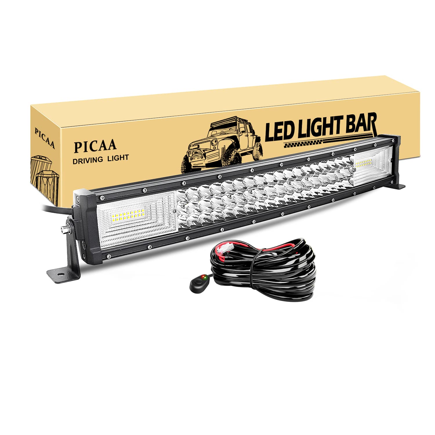 PICAA LED Arbeitsscheinwerfer 22 Zoll 53CM 270W Gewölbt Lichtbalken 12V 24V Drei Reihen Zusatzscheinwerfer Bar Arbeit Licht für SUV Offroad ATV UTV Traktor 4x4 Auto PICAA LED Arbeitsscheinwerfer 22 Zoll 53CM 270W Gewölbt Lichtbalken 12V 24V Drei Reihen Zusatzscheinwerfer Bar Arbeit Licht für SUV Offroad ATV UTV Traktor 4x4 Auto von PICAA