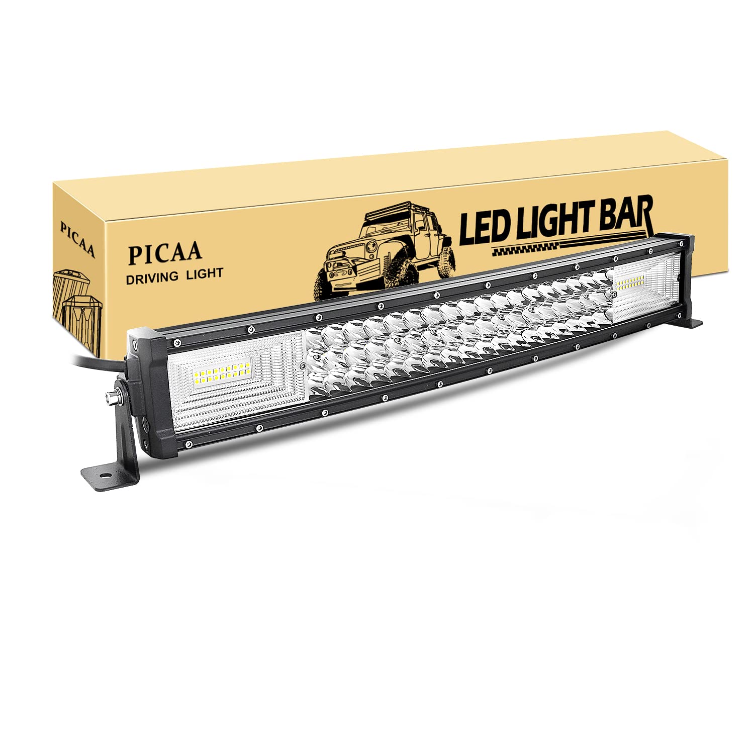 PICAA Led Arbeitsscheinwerfer 22 Zoll 53CM 270W Gewolbt Led Lichtbalken 12V 24V Gewolbt Drei Reihen Led Zusatzscheinwerfer Bar LED Arbeit Licht Bar für SUV Offroad ATV UTV Traktor 4x4 Auto von PICAA