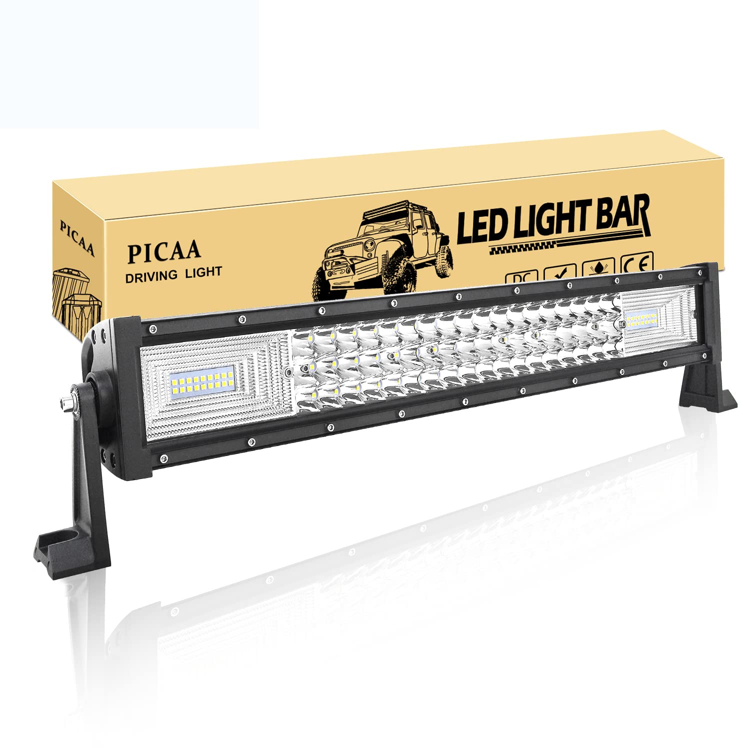 PICAA Led Arbeitsscheinwerfer 22 Zoll 54CM 270W Led Lichtbalken 12V 24V 6000K Led Zusatzscheinwerfer Bar Spot Flutlicht LED Arbeit Licht Bar für SUV Offroad ATV UTV Traktor 4x4 Auto von PICAA