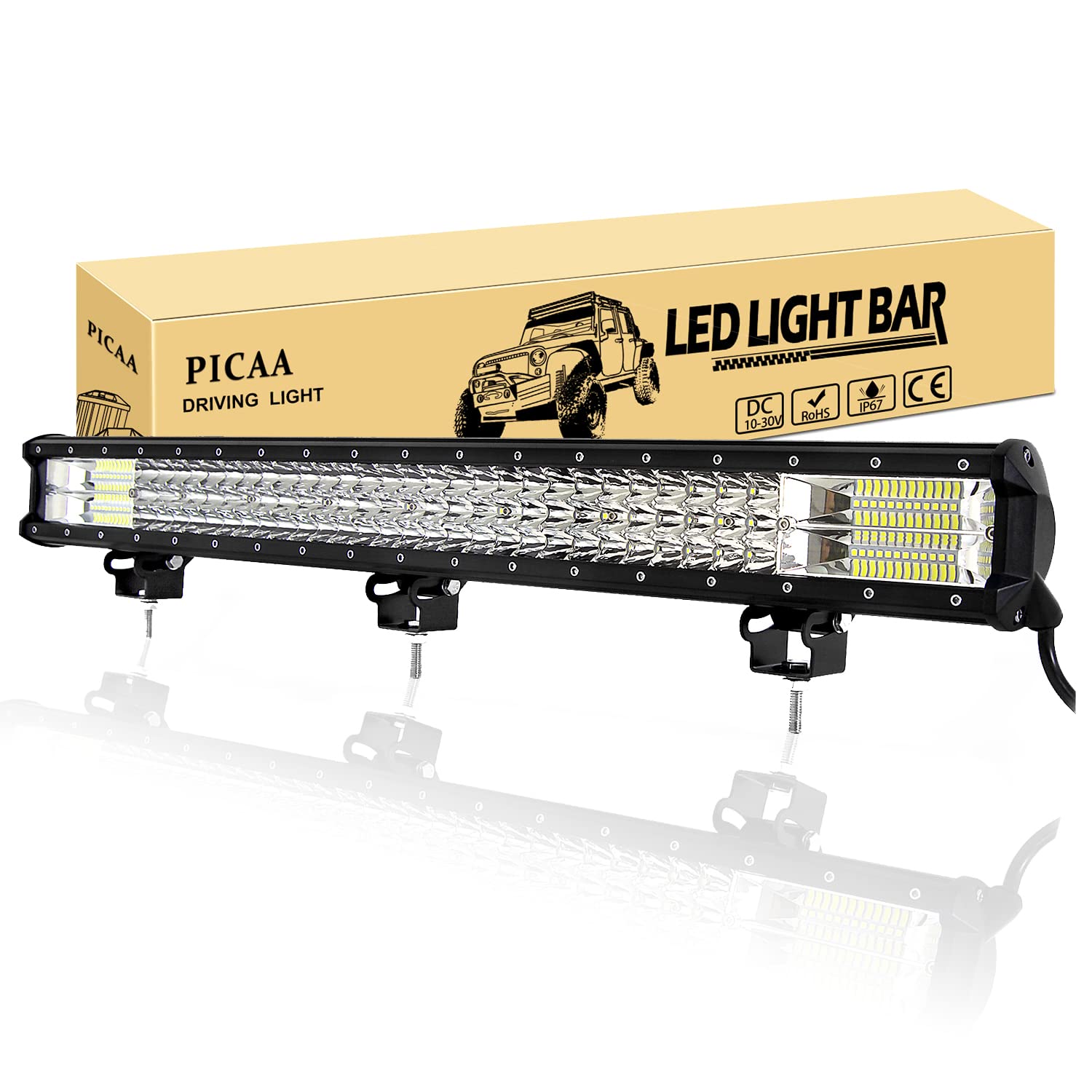 PICAA Led Arbeitsscheinwerfer 28 Zoll 72.5CM 396W Led Lichtbalken 12V 24V 6000K Led Zusatzscheinwerfer Bar Spot Flutlicht Kombination LED Arbeit Licht Bar für SUV Offroad ATV UTV Traktor 4x4 Auto von PICAA