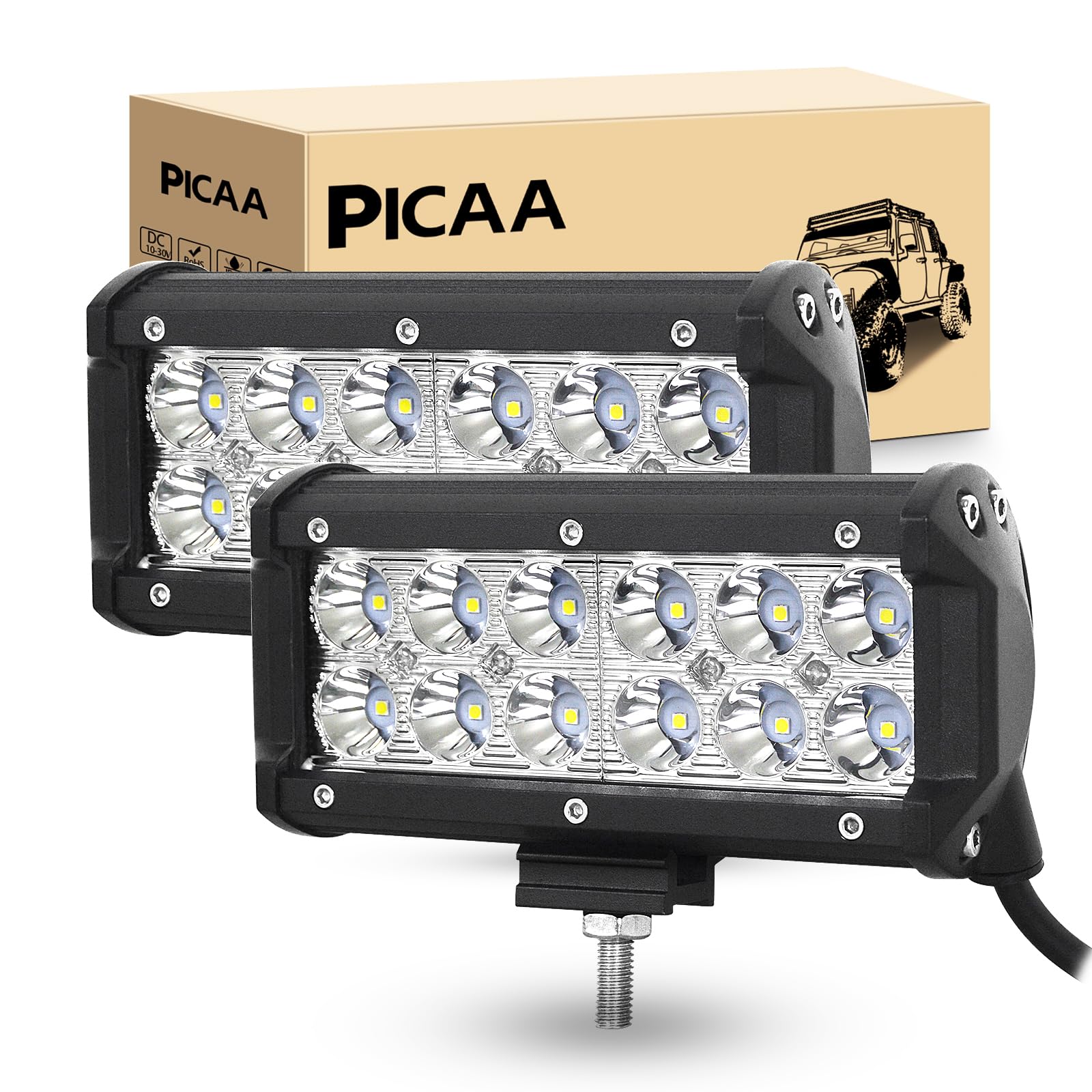 PICAA Led Arbeitsscheinwerfer 2X 6.5 Zoll 36W 16.5CM Led Lichtbalken 12V 24V 6000K Led Zusatzscheinwerfer Bar Spot LED Arbeit Licht Bar für SUV Offroad ATV UTV Traktor 4x4 Auto PICAA Led Arbeitsscheinwerfer 2X 6.5 Zoll 36W 16.5CM Led Lichtbalken 12V 24V 6000K Led Zusatzscheinwerfer Bar Spot LED Arbeit Licht Bar für SUV Offroad ATV UTV Traktor 4x4 Auto von PICAA