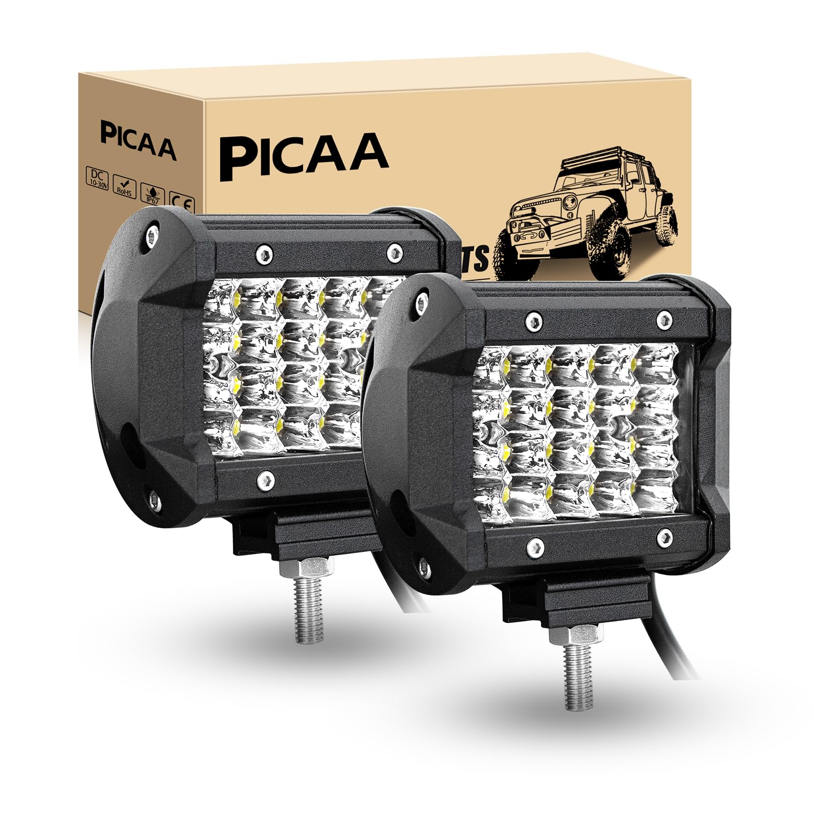 PICAA Led Arbeitsscheinwerfer 2X4 Zoll 10 CM 60W 9D Led Lichtbalken 12V 24V 6000K Led Zusatzscheinwerfer Bar Spot LED Arbeit Licht Bar für SUV Offroad ATV UTV Traktor 4x4 Auto PICAA Led Arbeitsscheinwerfer 2X4 Zoll 10 CM 60W 9D Led Lichtbalken 12V 24V 6000K Led Zusatzscheinwerfer Bar Spot LED Arbeit Licht Bar für SUV Offroad ATV UTV Traktor 4x4 Auto von PICAA