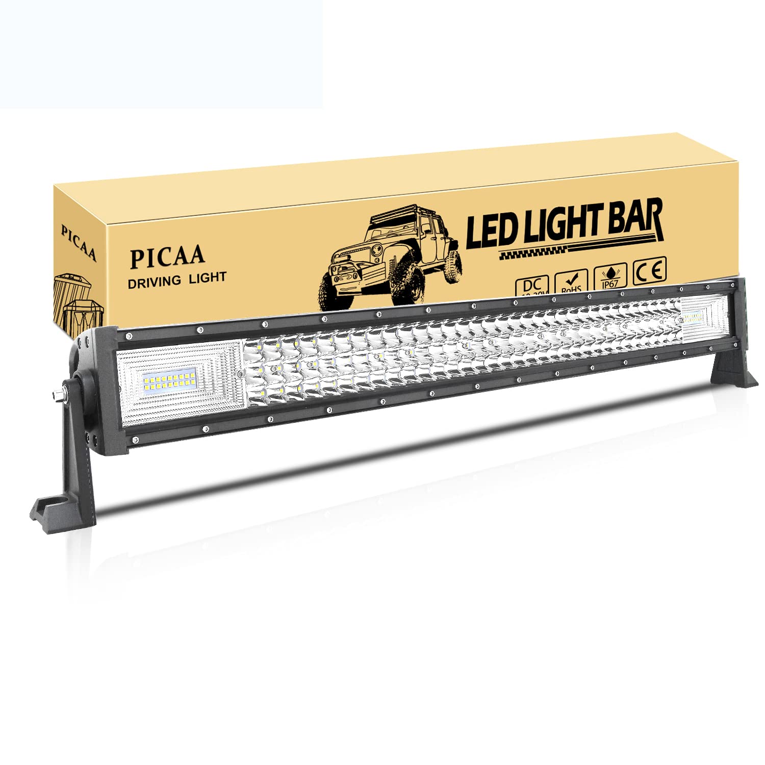 PICAA Led Arbeitsscheinwerfer 32 Zoll 80CM 405W Led Lichtbalken 12V 24V 6000K Led Zusatzscheinwerfer Bar Spot Flutlicht LED Arbeit Licht Bar für SUV Offroad ATV UTV Traktor 4x4 Auto von PICAA