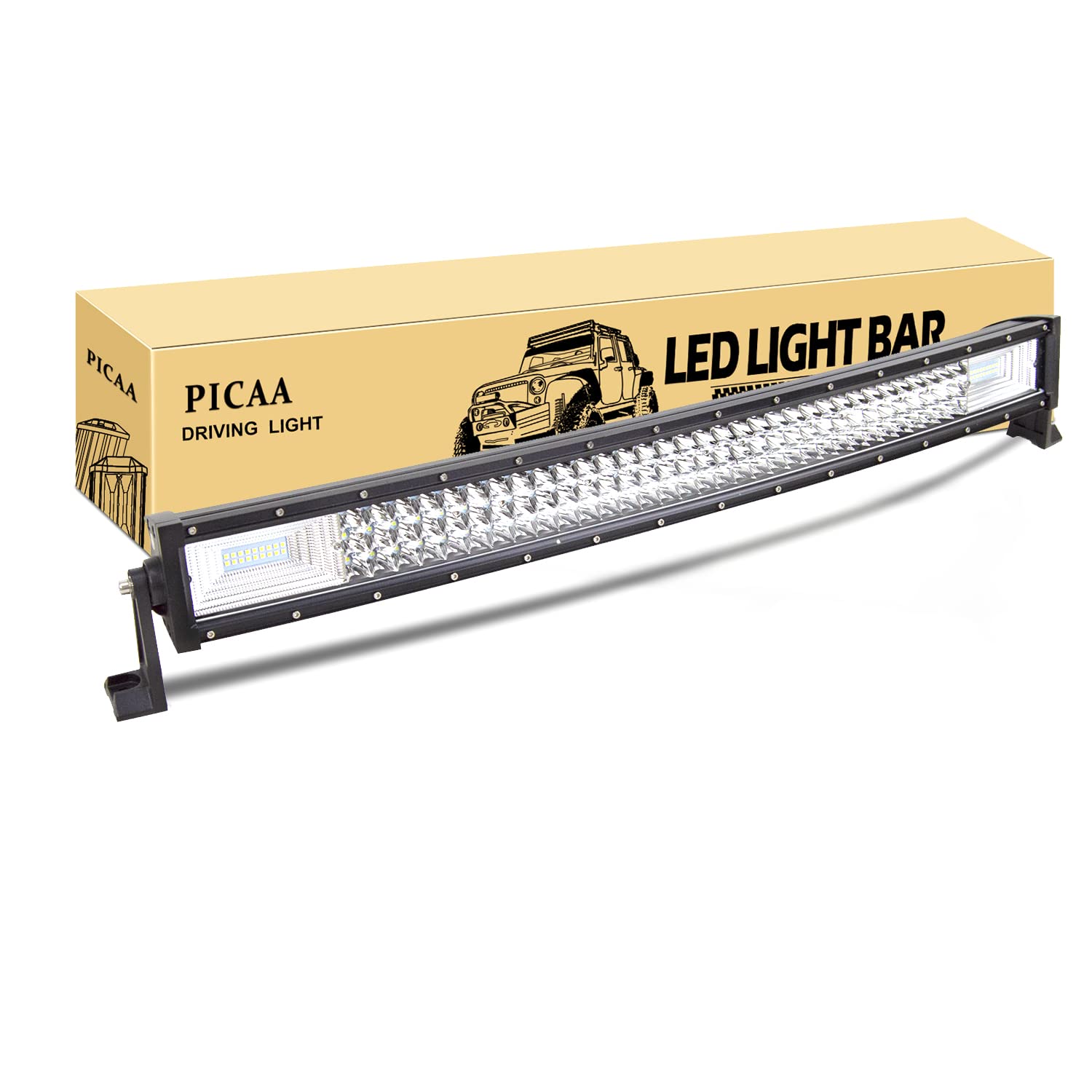 PICAA Led Arbeitsscheinwerfer 32 Zoll 80CM 405W Led Lichtbalken 12V 24V Gewolbt Led Zusatzscheinwerfer Bar Spot Flutlicht LED Arbeit Licht Bar für SUV Offroad ATV UTV Traktor 4x4 Auto von PICAA