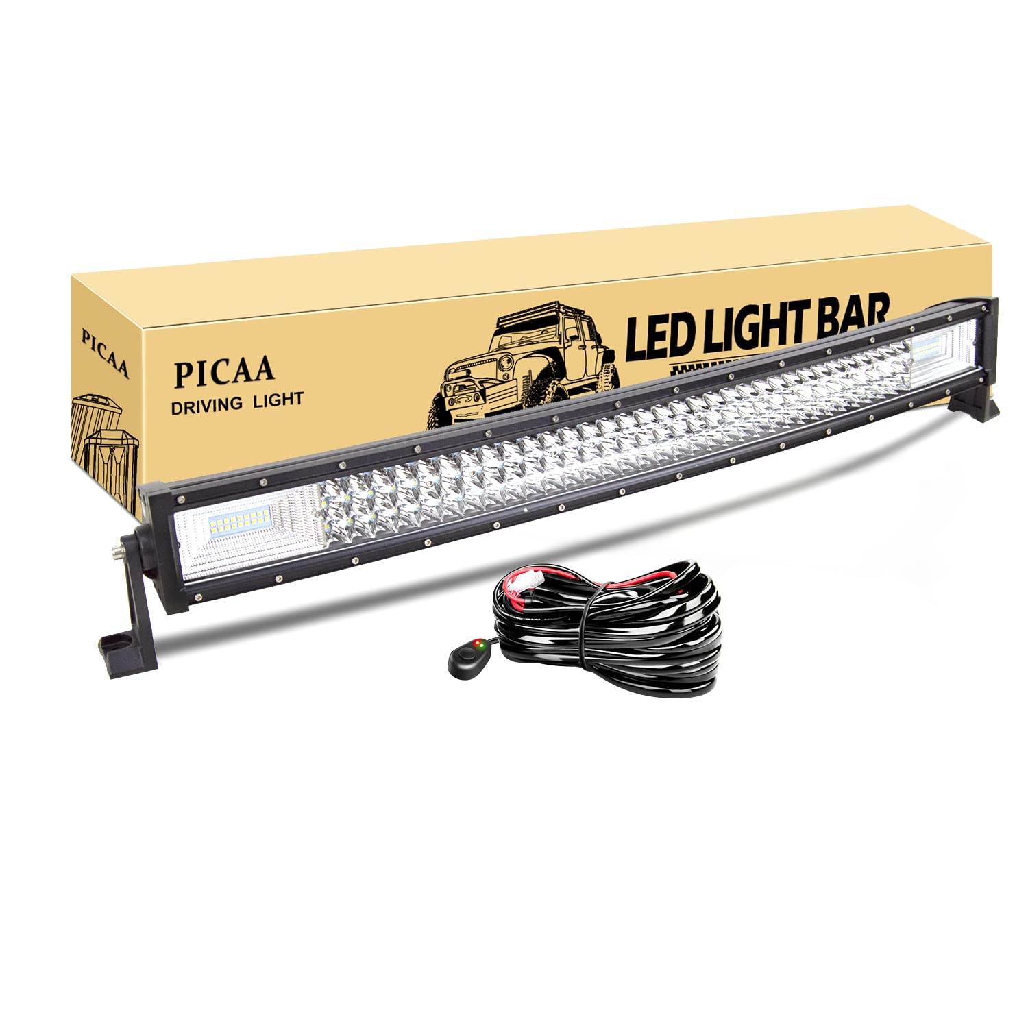PICAA Led Arbeitsscheinwerfer 32 Zoll 80CM 405W Led Lichtbalken 12V Mit Kabelbaum Gewolbt Led Zusatzscheinwerfer Bar Spot Flutlicht LED Arbeit Licht Bar für SUV Offroad ATV UTV Traktor 4x4 Auto PICAA Led Arbeitsscheinwerfer 32 Zoll 80CM 405W Led Lichtbalken 12V Mit Kabelbaum Gewolbt Led Zusatzscheinwerfer Bar Spot Flutlicht LED Arbeit Licht Bar für SUV Offroad ATV UTV Traktor 4x4 Auto von PICAA