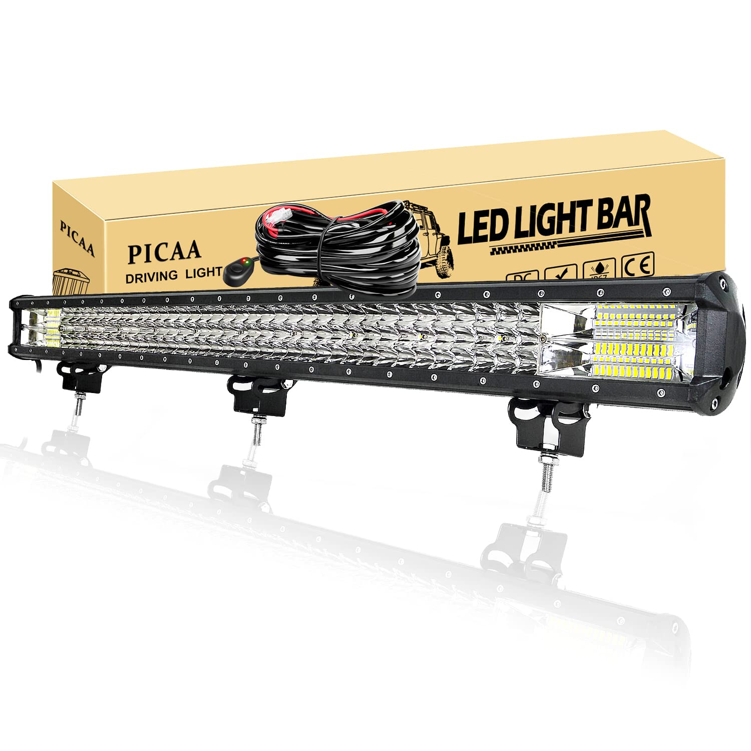 PICAA Led Arbeitsscheinwerfer 34 Zoll 86CM 468W Led Lichtbalken 12V Mit Kabelbaum Led Zusatzscheinwerfer Bar Spot Flutlicht LED Arbeit Licht Bar für SUV Offroad ATV UTV Traktor 4x4 Auto von PICAA