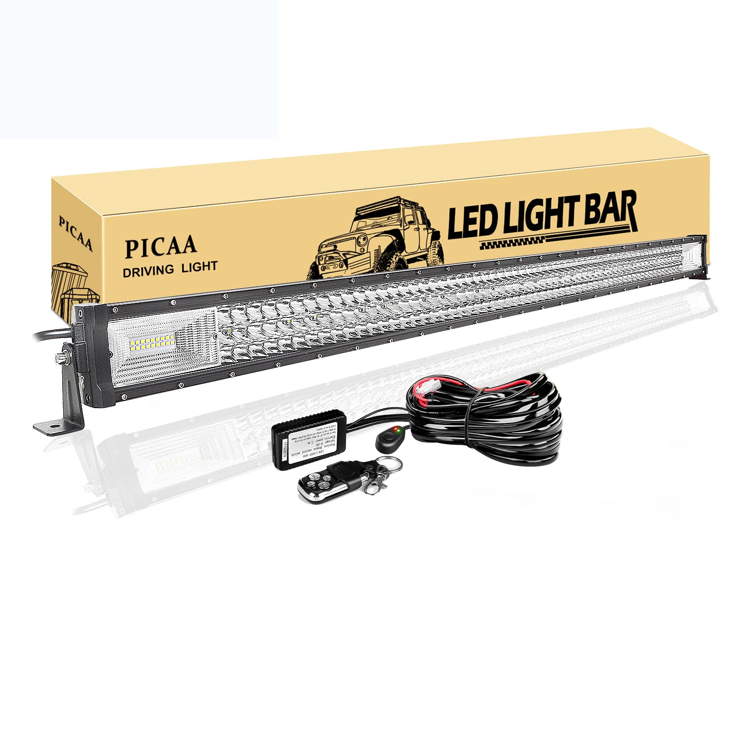 PICAA LED Arbeitsscheinwerfer 50 Zoll 648W Lichtbalken 12V Mit Fernbedienung Kabelbaum Drei Reihen Zusatzscheinwerfer Bar Arbeit Licht für SUV Offroad ATV UTV Traktor 4x4 Auto PICAA LED Arbeitsscheinwerfer 50 Zoll 648W Lichtbalken 12V Mit Fernbedienung Kabelbaum Drei Reihen Zusatzscheinwerfer Bar Arbeit Licht für SUV Offroad ATV UTV Traktor 4x4 Auto von PICAA