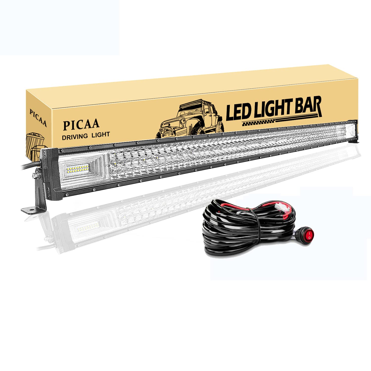 PICAA Led Arbeitsscheinwerfer 52 Zoll 675W 7D Led Lichtbalken 12V Mit Kabelbaum Drei Reihen Led Zusatzscheinwerfer Bar Spot Flutlicht LED Arbeit Licht Bar für SUV Offroad ATV UTV Traktor 4x4 Auto PICAA Led Arbeitsscheinwerfer 52 Zoll 675W 7D Led Lichtbalken 12V Mit Kabelbaum Drei Reihen Led Zusatzscheinwerfer Bar Spot Flutlicht LED Arbeit Licht Bar für SUV Offroad ATV UTV Traktor 4x4 Auto von PICAA