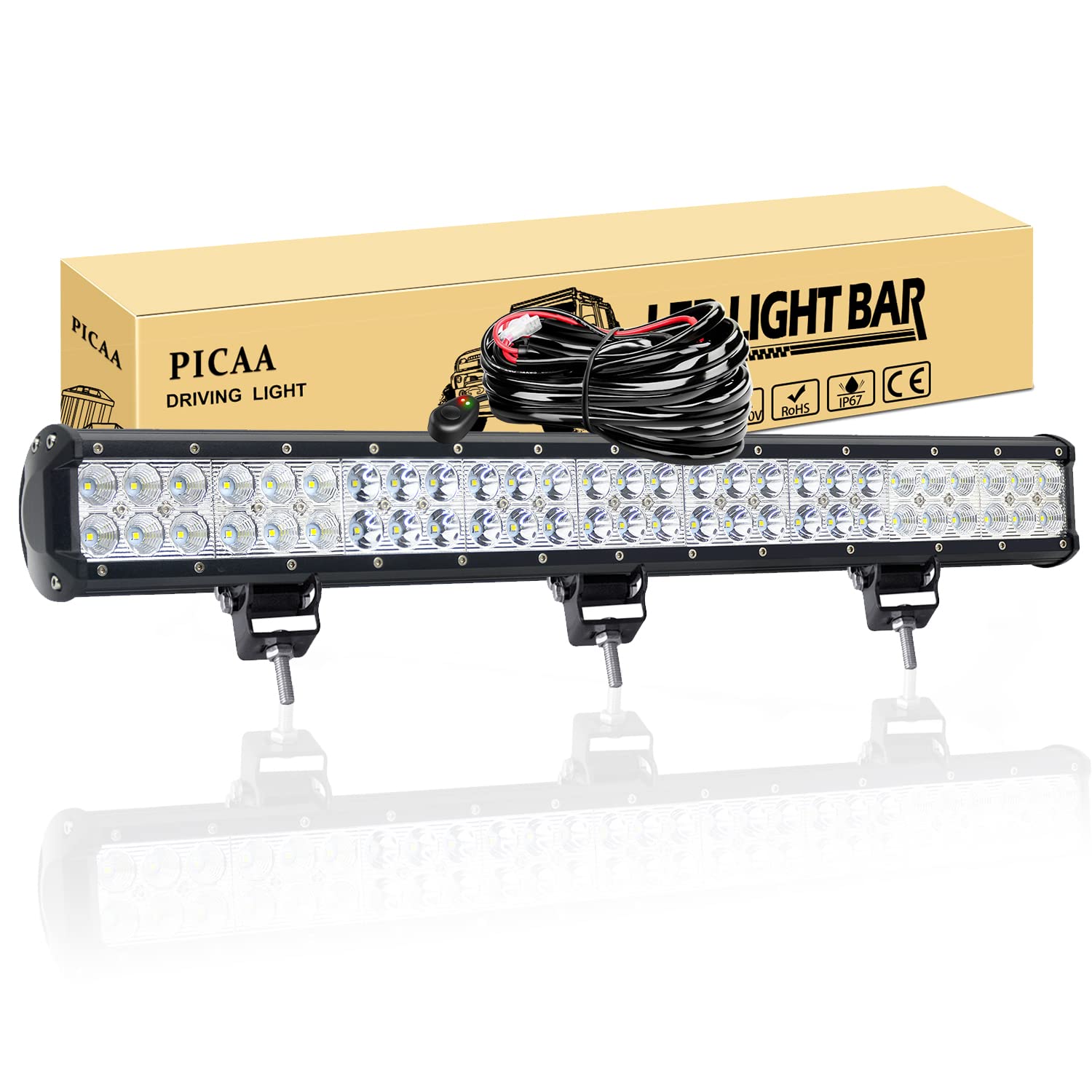 PICAA Led Arbeitsscheinwerfer 64CM 162W Led Lichtbalken 12V Led Zusatzscheinwerfer Bar Spot Flutlicht Kombination LED Arbeit Licht Bar Mit Kabelbaum für SUV Offroad ATV UTV Traktor 4x4 Auto PICAA Led Arbeitsscheinwerfer 64CM 162W Led Lichtbalken 12V Led Zusatzscheinwerfer Bar Spot Flutlicht Kombination LED Arbeit Licht Bar Mit Kabelbaum für SUV Offroad ATV UTV Traktor 4x4 Auto von PICAA