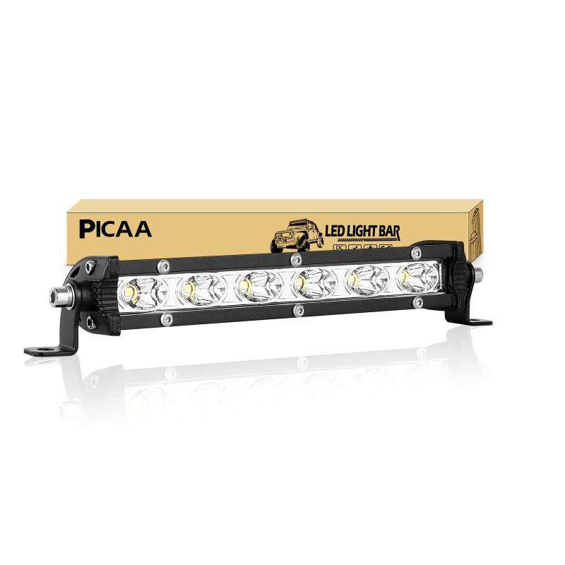 PICAA Led Arbeitsscheinwerfer 7 Zoll 22.5CM 30W einzelne Reihe Led Lichtbalken 12V Slim Led Zusatzscheinwerfer Bar Spot LED Arbeit Licht Bar für SUV Offroad ATV UTV Traktor 4x4 Auto von PICAA