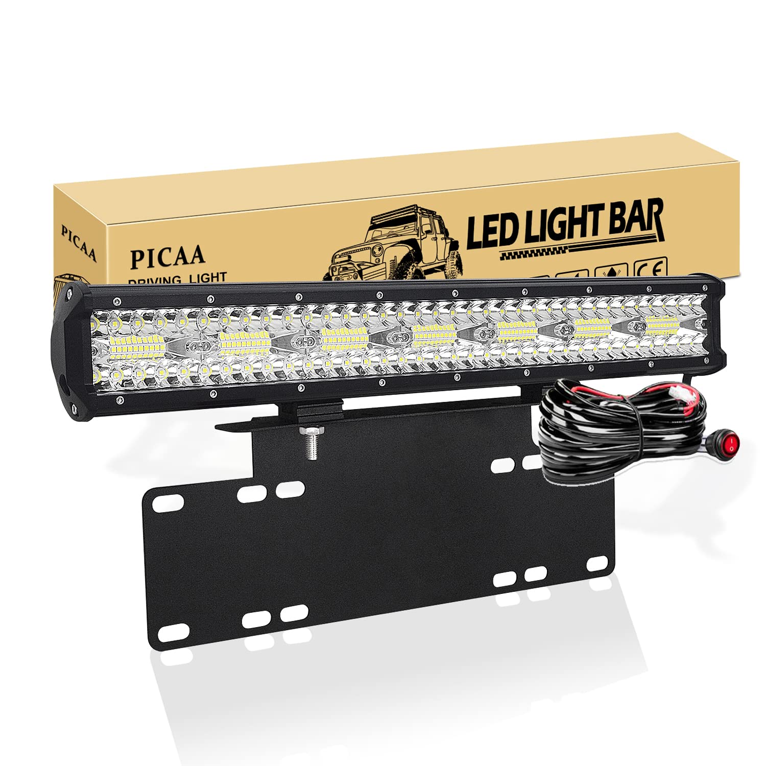 PICAA Arbeitsscheinwerfer 8D 20 Zoll 420W LED Lichtbalken Zusatzscheinwerfer Bar Spot Flutlicht Kombination für SUV Offroad ATV UTV Traktor 4x4 Auto Mit 15 Zoll Kennzeichenhalterung PICAA Arbeitsscheinwerfer 8D 20 Zoll 420W LED Lichtbalken Zusatzscheinwerfer Bar Spot Flutlicht Kombination für SUV Offroad ATV UTV Traktor 4x4 Auto Mit 15 Zoll Kennzeichenhalterung von PICAA