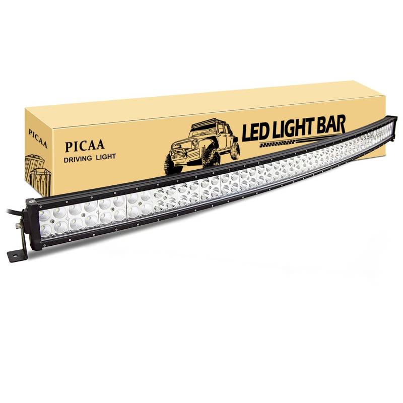 PICAA Led Lichtleiste Gewolbt Led Arbeitsscheinwerfer 50 Zoll 124.5CM 288W Led Lichtbalken 12V Led Zusatzscheinwerfer Bar LED Arbeit Licht Bar für SUV Offroad ATV UTV Traktor 4x4 Auto von PICAA
