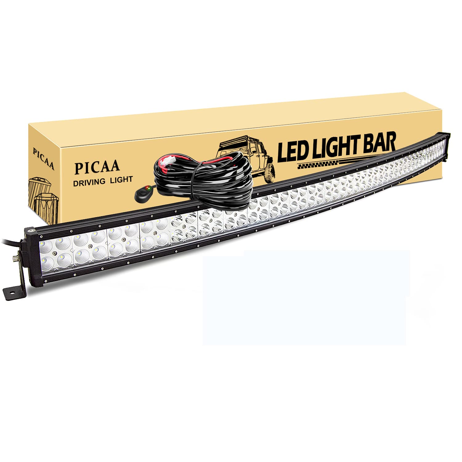 PICAA Led Lichtleiste Gewolbt Led Arbeitsscheinwerfer 50 Zoll 124.5CM 288W Led Lichtbalken Mit Kabelbaum 12V Led Zusatzscheinwerfer Bar LED Arbeit Licht Bar für SUV Offroad ATV UTV Traktor 4x4 Auto PICAA Led Lichtleiste Gewolbt Led Arbeitsscheinwerfer 50 Zoll 124.5CM 288W Led Lichtbalken Mit Kabelbaum 12V Led Zusatzscheinwerfer Bar LED Arbeit Licht Bar für SUV Offroad ATV UTV Traktor 4x4 Auto von PICAA