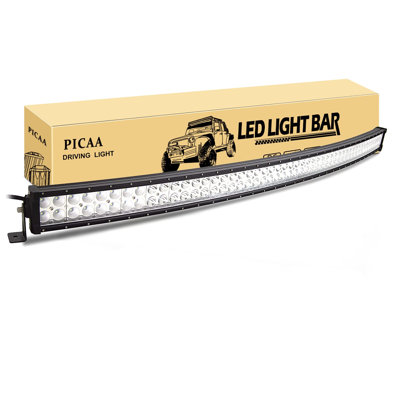 PICAA Led Lichtleiste Gewolbt Led Arbeitsscheinwerfer 52 Zoll 130CM 300W Led Lichtbalken 12V Led Zusatzscheinwerfer Bar LED Arbeit Licht Bar für SUV Offroad ATV UTV Traktor 4x4 Auto von PICAA