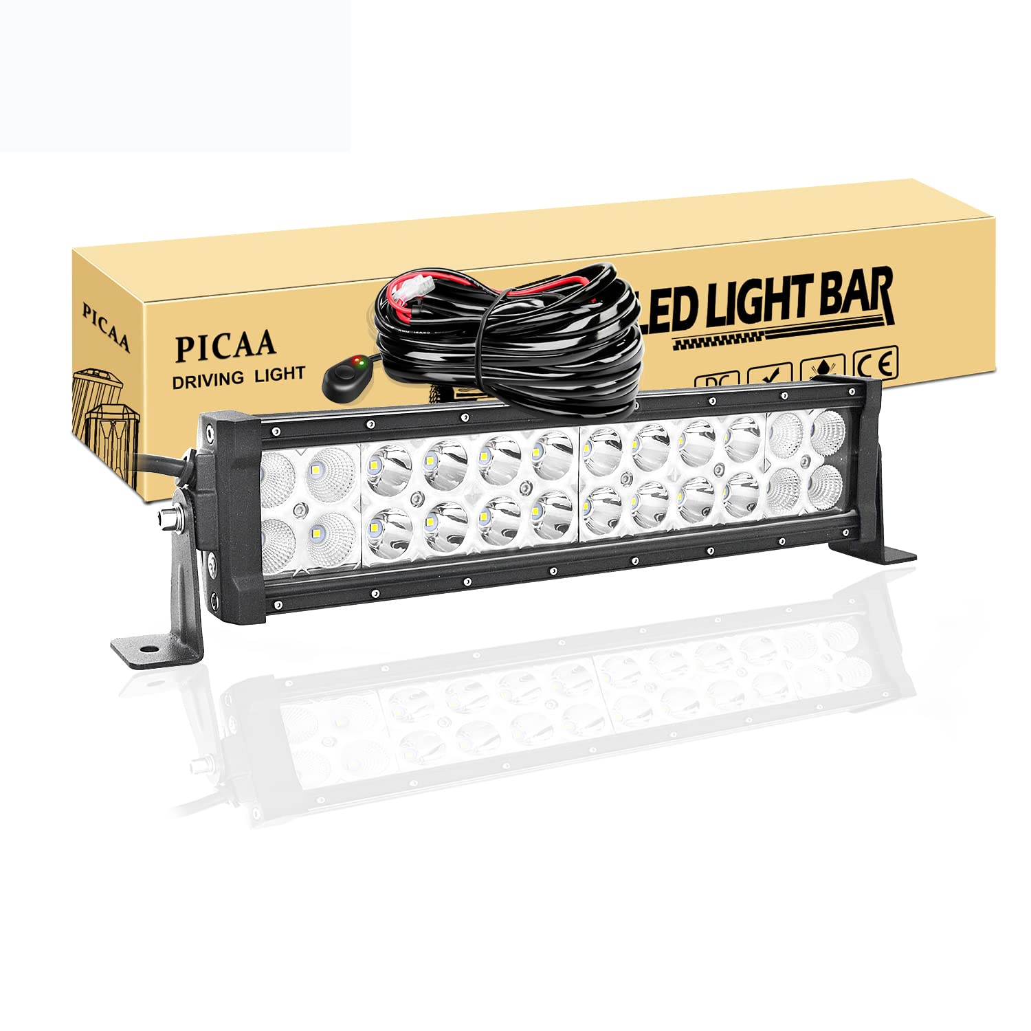 PICAA LED Lichtleiste Arbeitsscheinwerfer 12 Zoll 32.5CM 72W Lichtbalken Mit Kabelbaum 12V Zusatzscheinwerfer Bar Arbeit Licht für SUV Offroad ATV UTV Traktor 4x4 Auto PICAA LED Lichtleiste Arbeitsscheinwerfer 12 Zoll 32.5CM 72W Lichtbalken Mit Kabelbaum 12V Zusatzscheinwerfer Bar Arbeit Licht für SUV Offroad ATV UTV Traktor 4x4 Auto von PICAA
