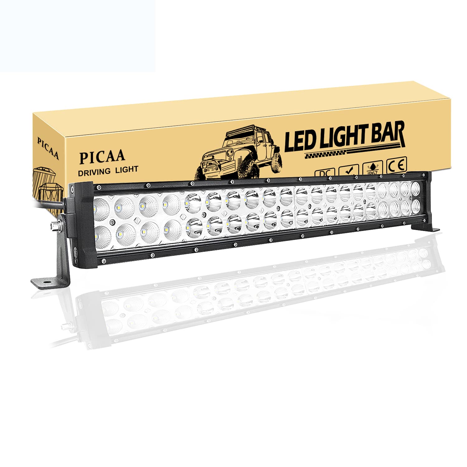 PICAA Led Lichtleiste Led Arbeitsscheinwerfer 21 Zoll 53.5CM 120W Led Lichtbalken 12V Led Zusatzscheinwerfer Bar LED Arbeit Licht Bar für SUV Offroad ATV UTV Traktor 4x4 Auto von PICAA