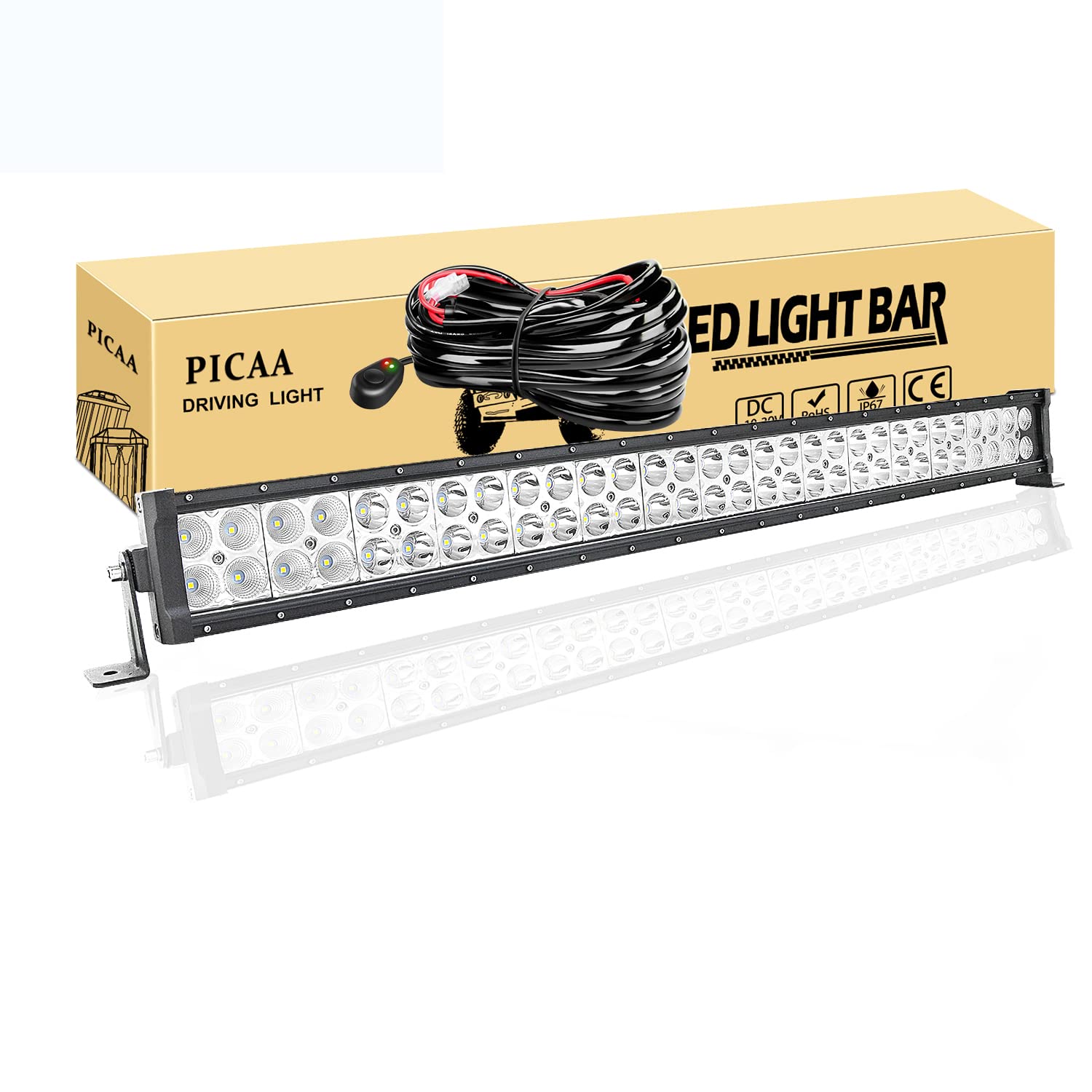 PICAA Led Lichtleiste Led Arbeitsscheinwerfer 32 Zoll 79CM 180W Led Lichtbalken 12V Mit Kabelbaum Led Zusatzscheinwerfer Bar LED Arbeit Licht Bar für SUV Offroad ATV UTV Traktor 4x4 Auto von PICAA