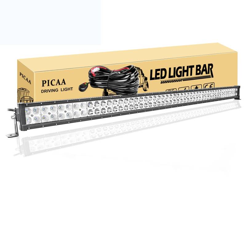 PICAA Led Lichtleiste Led Arbeitsscheinwerfer 52 Zoll 130CM 300W Led Lichtbalken 12V Mit Kabelbaum Led Zusatzscheinwerfer Bar LED Arbeit Licht Bar für SUV Offroad ATV UTV Traktor 4x4 Auto von PICAA