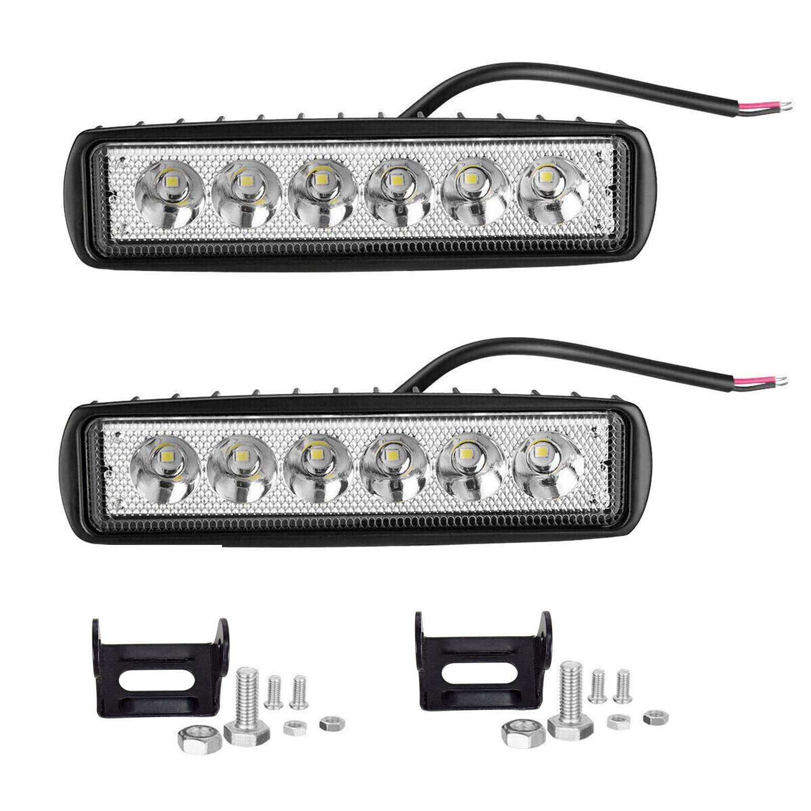 PICAA Mini LED Arbeitsscheinwerfer, 2 Stücke 6 Zoll 18W Spot 12V 24V 6000K Weiß Led Nebelscheinwerfer für Auto Offroad 4X4 Traktor LKW von PICAA