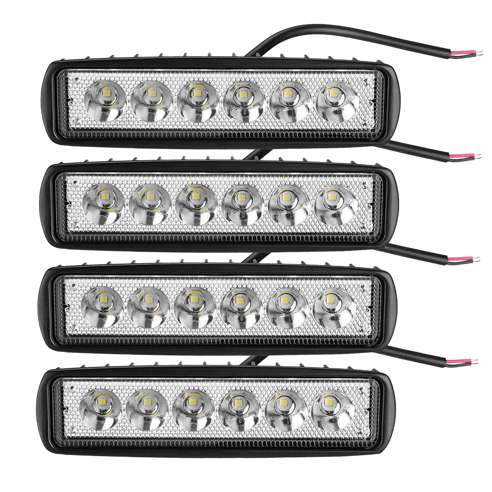 PICAA Mini LED Arbeitsscheinwerfer, 4 Stücke 6 Zoll 18W Spot 12V 24V 6000K Weiß Led Nebelscheinwerfer für Auto Offroad 4X4 Traktor LKW von PICAA