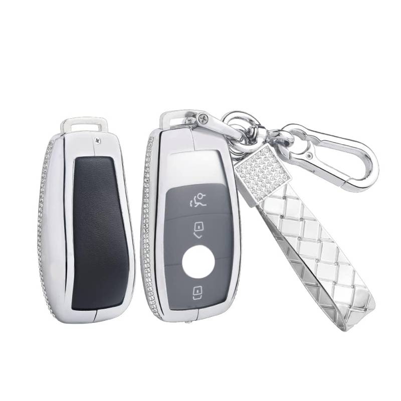 PIFOOG Für Mercedes Schlüsselanhänger Cover Bling Key Case Keychain Glitzernder Schutz Kompatibel Benz GLC GLE AMG CLA GLS A C E G S Klasse Strass Zinklegierung 1 Stück von PIFOOG