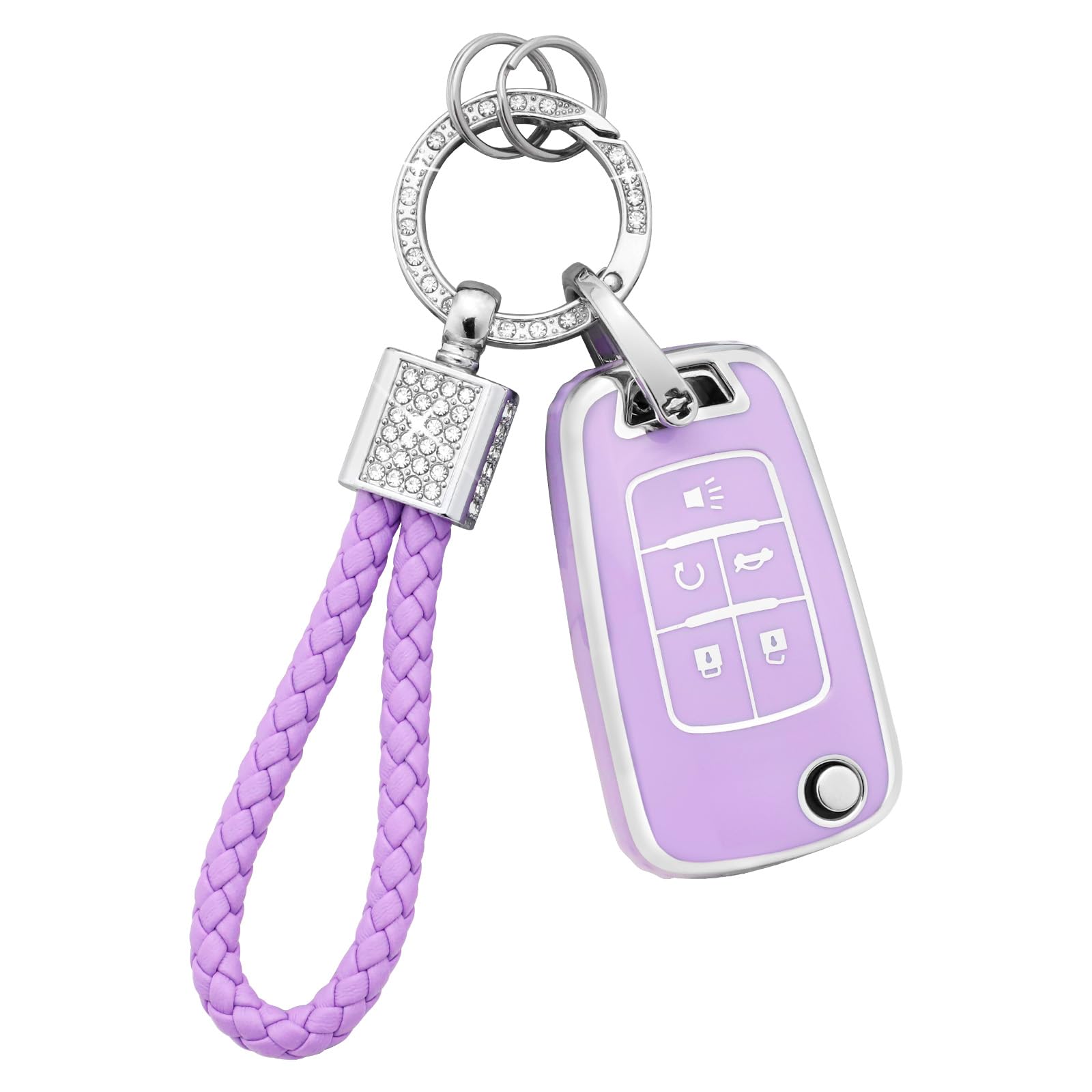PIFOOG Schlüsselhülle für Chevy 5 Tasten Malibu Equinox Camaro Cruze Trax Impala Sonic Lila Autoschlüssel Hülle Schutz Bling Schlüsselanhänger Vollabdeckung Zubehör Niedlich Mädchen Frauen TPU PIFOOG Schlüsselhülle für Chevy 5 Tasten Malibu Equinox Camaro Cruze Trax Impala Sonic Lila Autoschlüssel Hülle Schutz Bling Schlüsselanhänger Vollabdeckung Zubehör Niedlich Mädchen Frauen TPU von PIFOOG