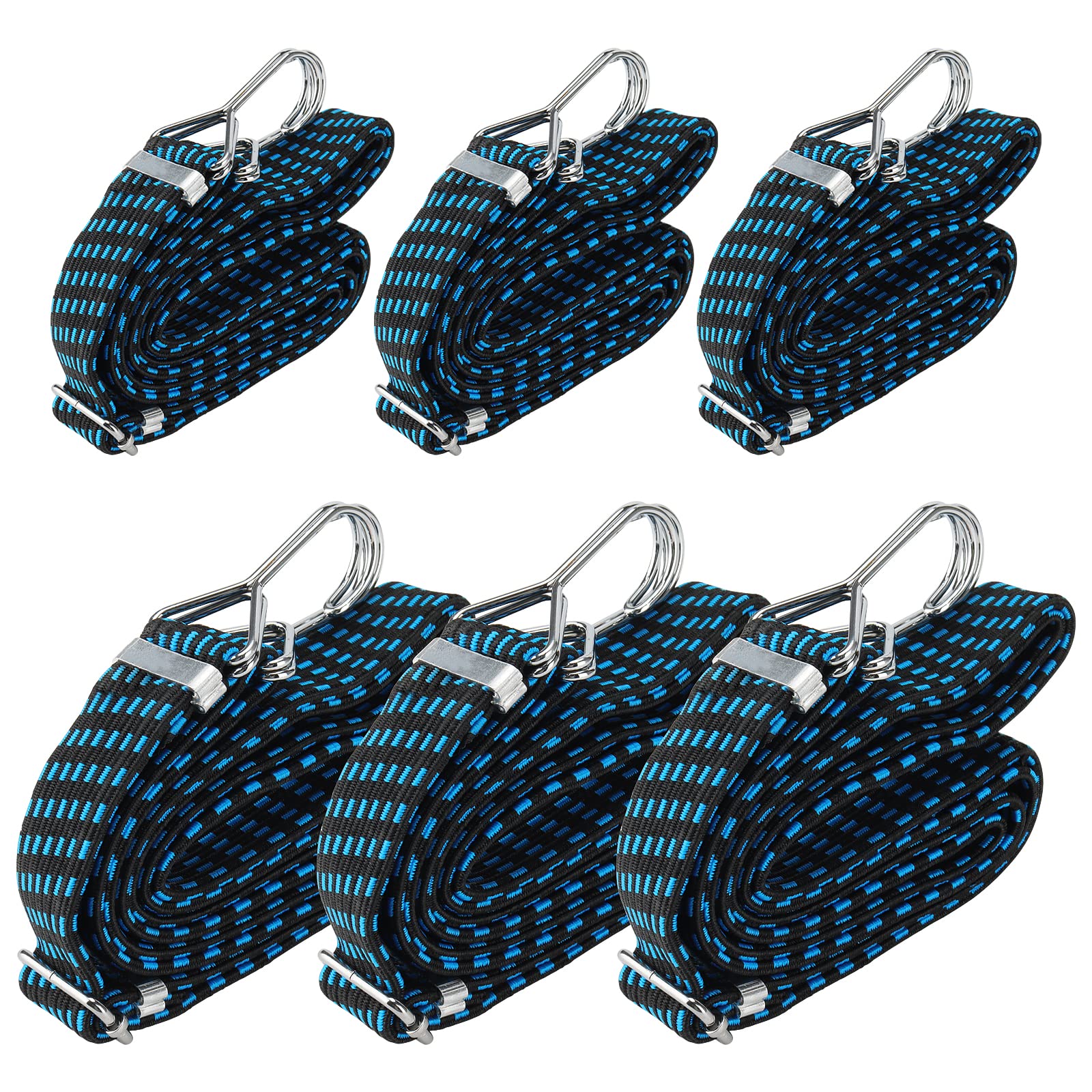 NGOSUET 6er-Set 2M/3M x 30mm Verstellbar Spanngummi mit Haken, Gummi Spannseile, Flach Spanngurt mit Metallhaken, Gepäckspanner Gummiseil, Breit Gummizug Set in 2 Längen für Fahrrad Motorrad-Blau NGOSUET 6er-Set 2M/3M x 30mm Verstellbar Spanngummi mit Haken, Gummi Spannseile, Flach Spanngurt mit Metallhaken, Gepäckspanner Gummiseil, Breit Gummizug Set in 2 Längen für Fahrrad Motorrad-Blau von PINGEUI